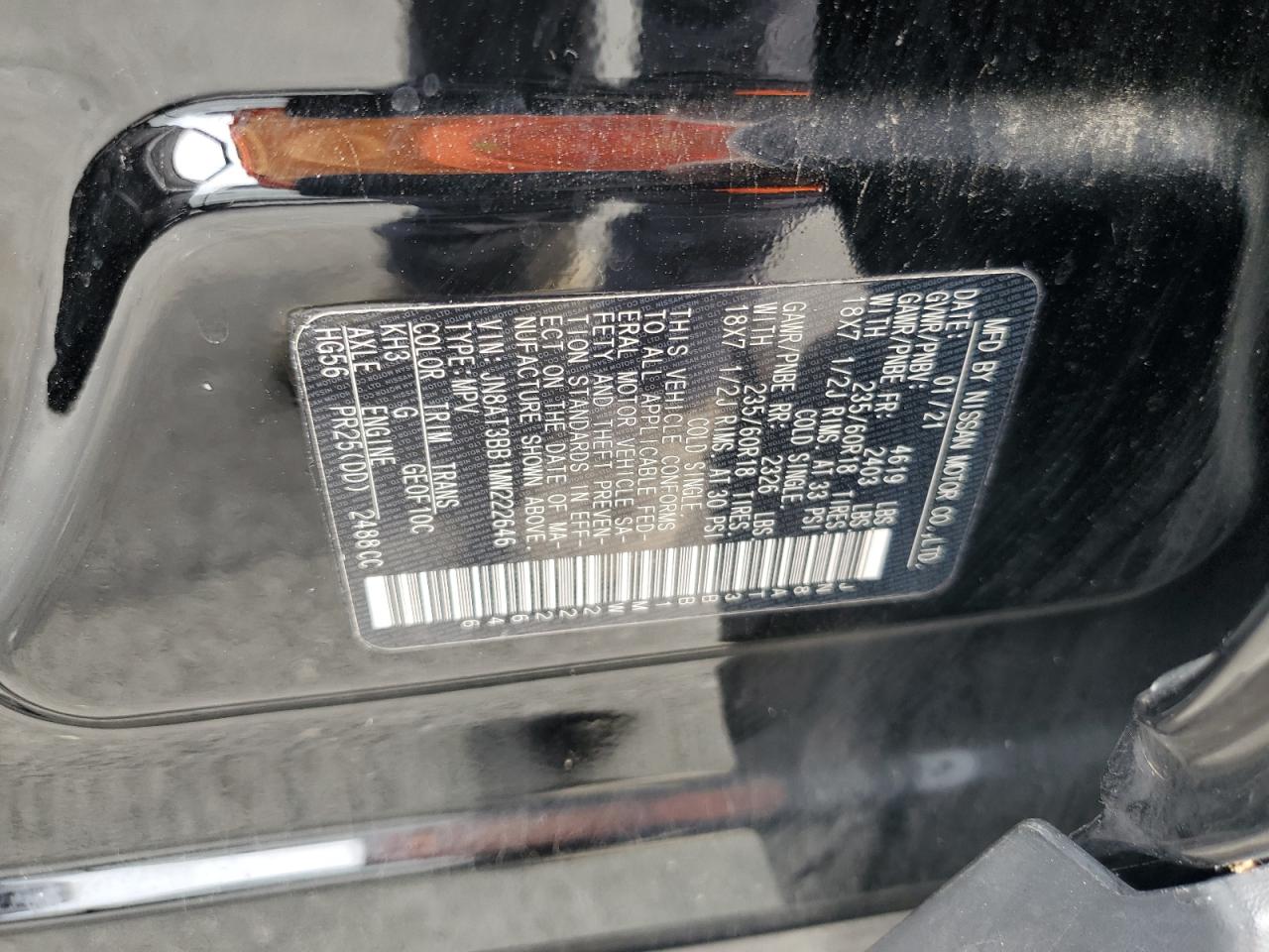 2021 Nissan Rogue Sv Black vin: JN8AT3BB1MW222646