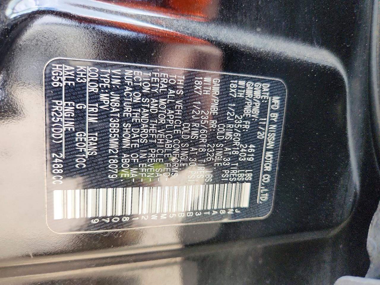 2021 Nissan Rogue Sv Black vin: JN8AT3BB5MW218079