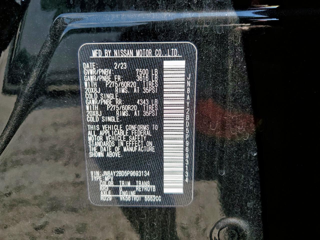2023 Nissan Armada Sl Black vin: JN8AY2BD5P9693134
