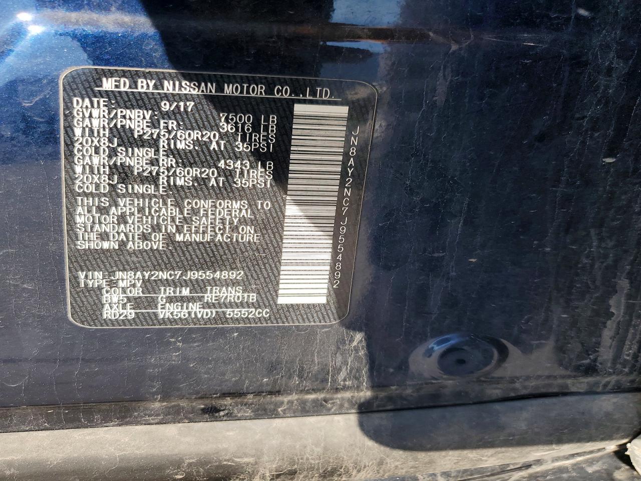 2018 Nissan Armada Sl Синий vin: JN8AY2NC7J9554892