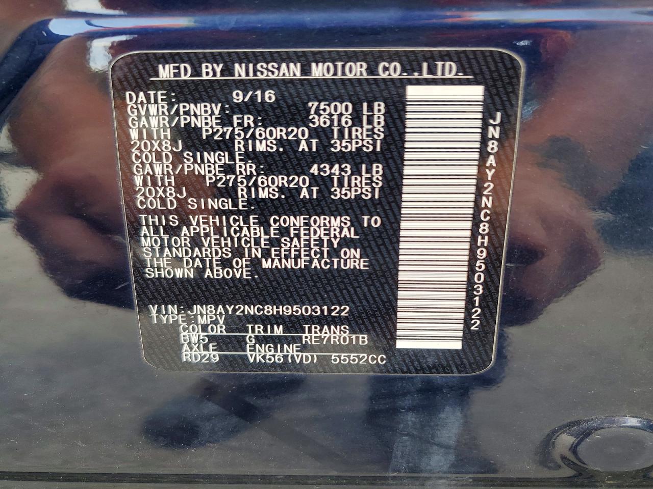 2017 Nissan Armada Sl Синий vin: JN8AY2NC8H9503122