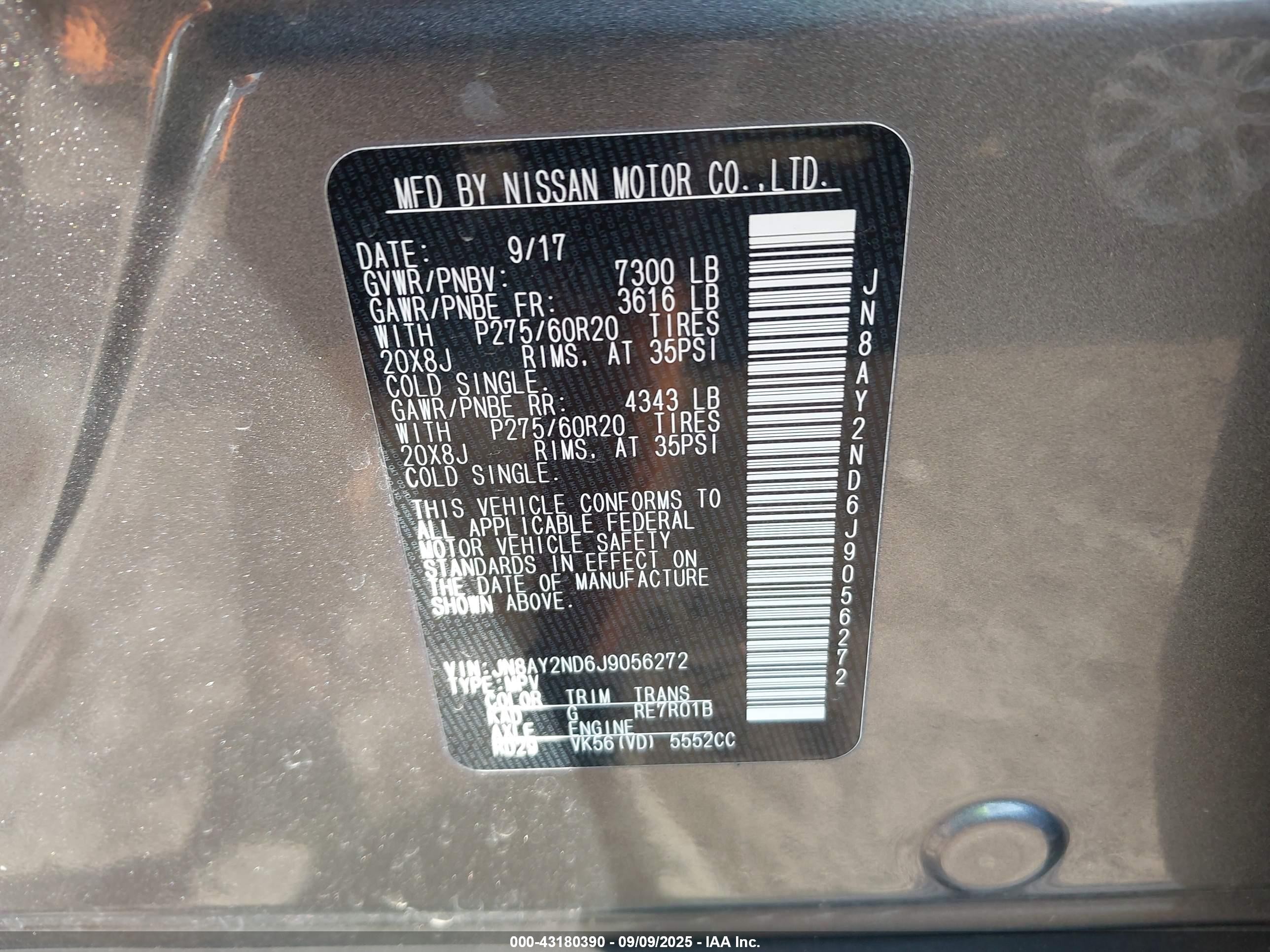 2018 Nissan Armada Sl Серый vin: JN8AY2ND6J9056272