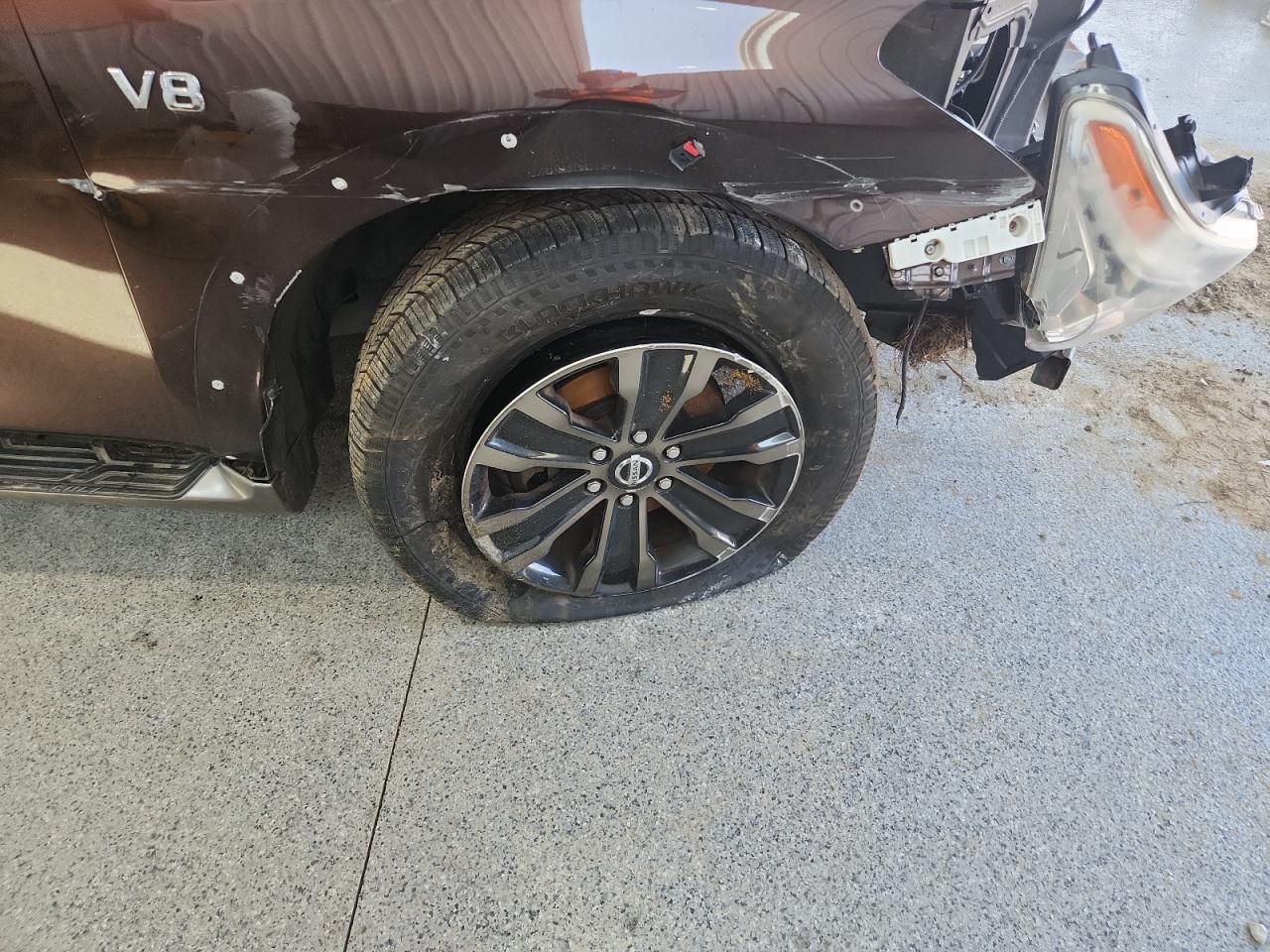 2017 Nissan Armada Platinum Maroon vin: JN8AY2NE3H9700653 Damage: Right Front Wheel, Curb Rash, > 12 Inches