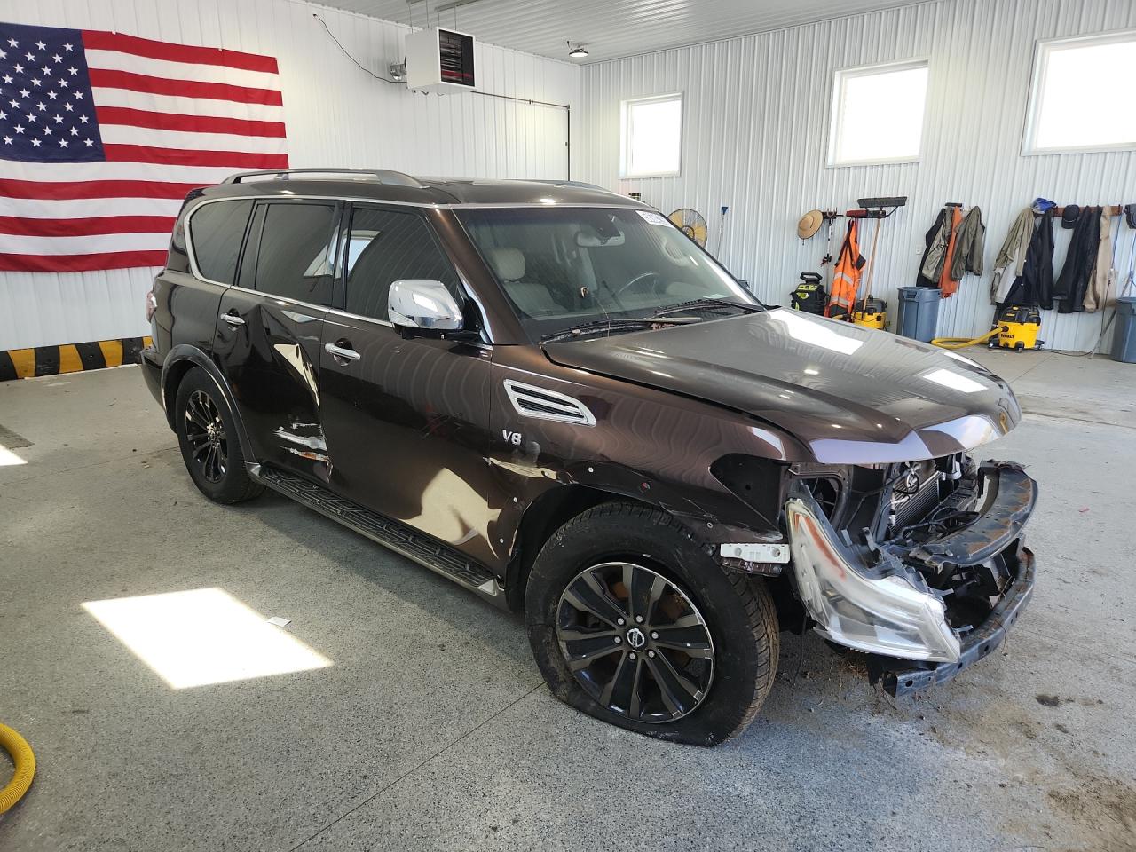 2017 Nissan Armada Platinum Maroon vin: JN8AY2NE3H9700653 Damage: Right Rear Door, Severe Damage, Replacement Required