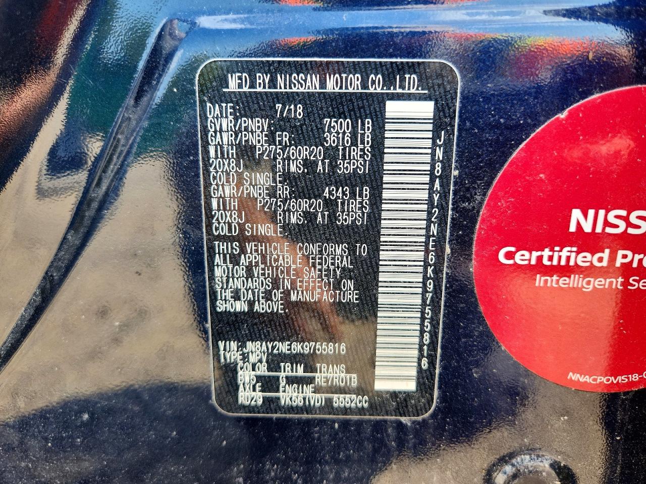 2019 Nissan Armada Platinum Blue vin: JN8AY2NE6K9755816