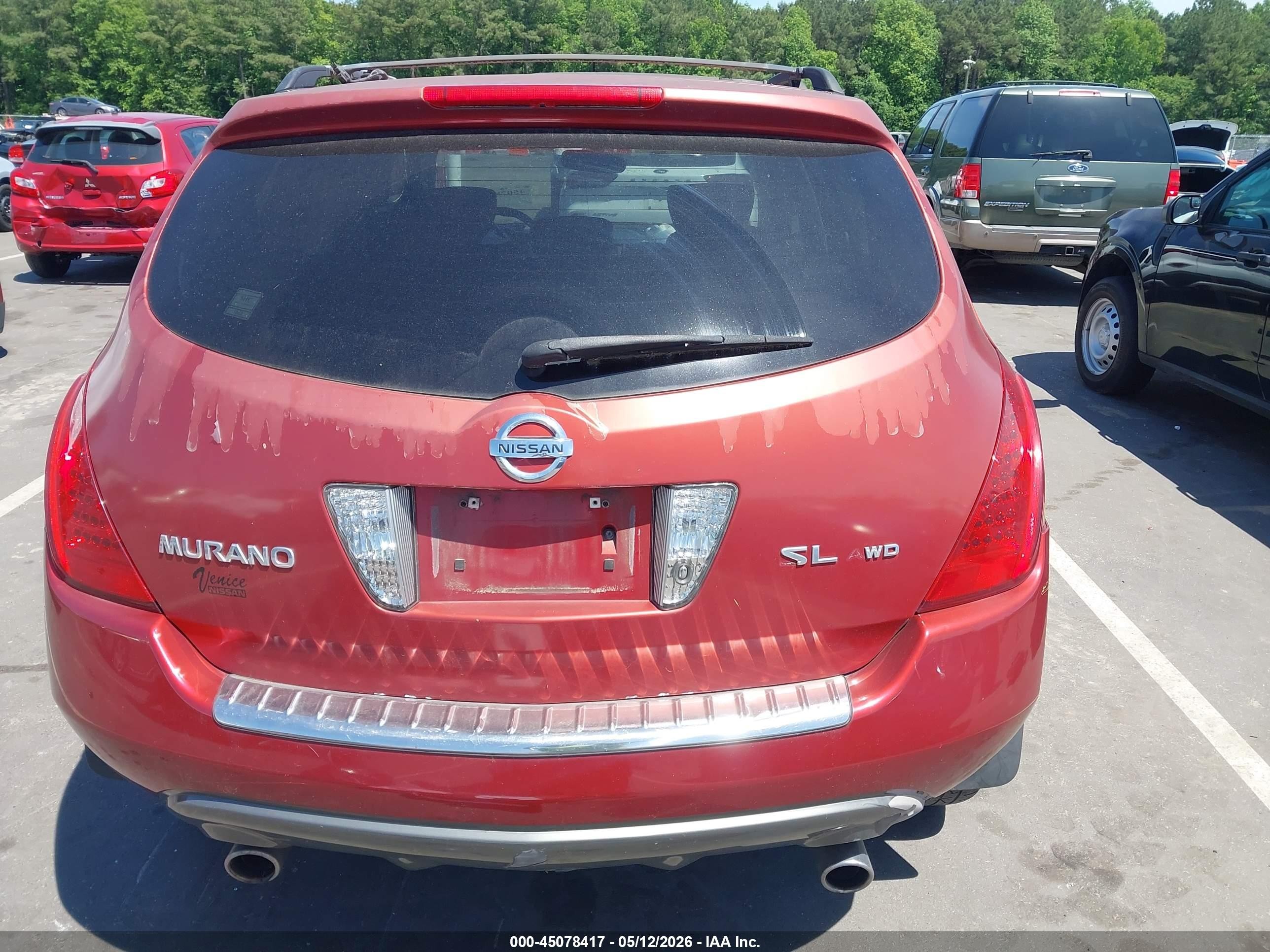 2006 Nissan Murano Sl Red vin: JN8AZ08W26W523212