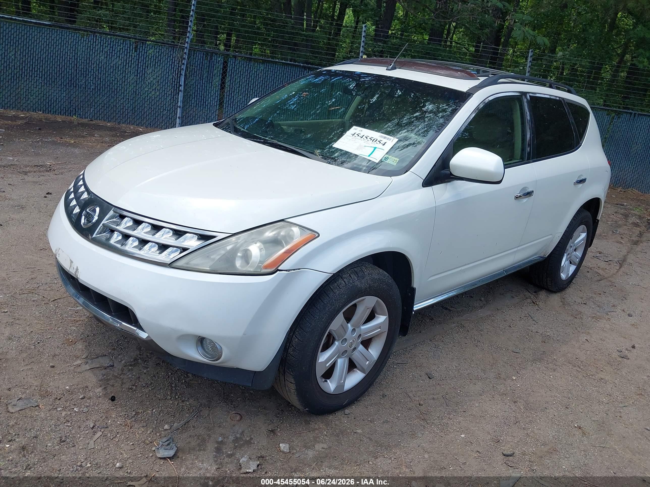 2007 Nissan Murano Sl White vin: JN8AZ08W27W618029