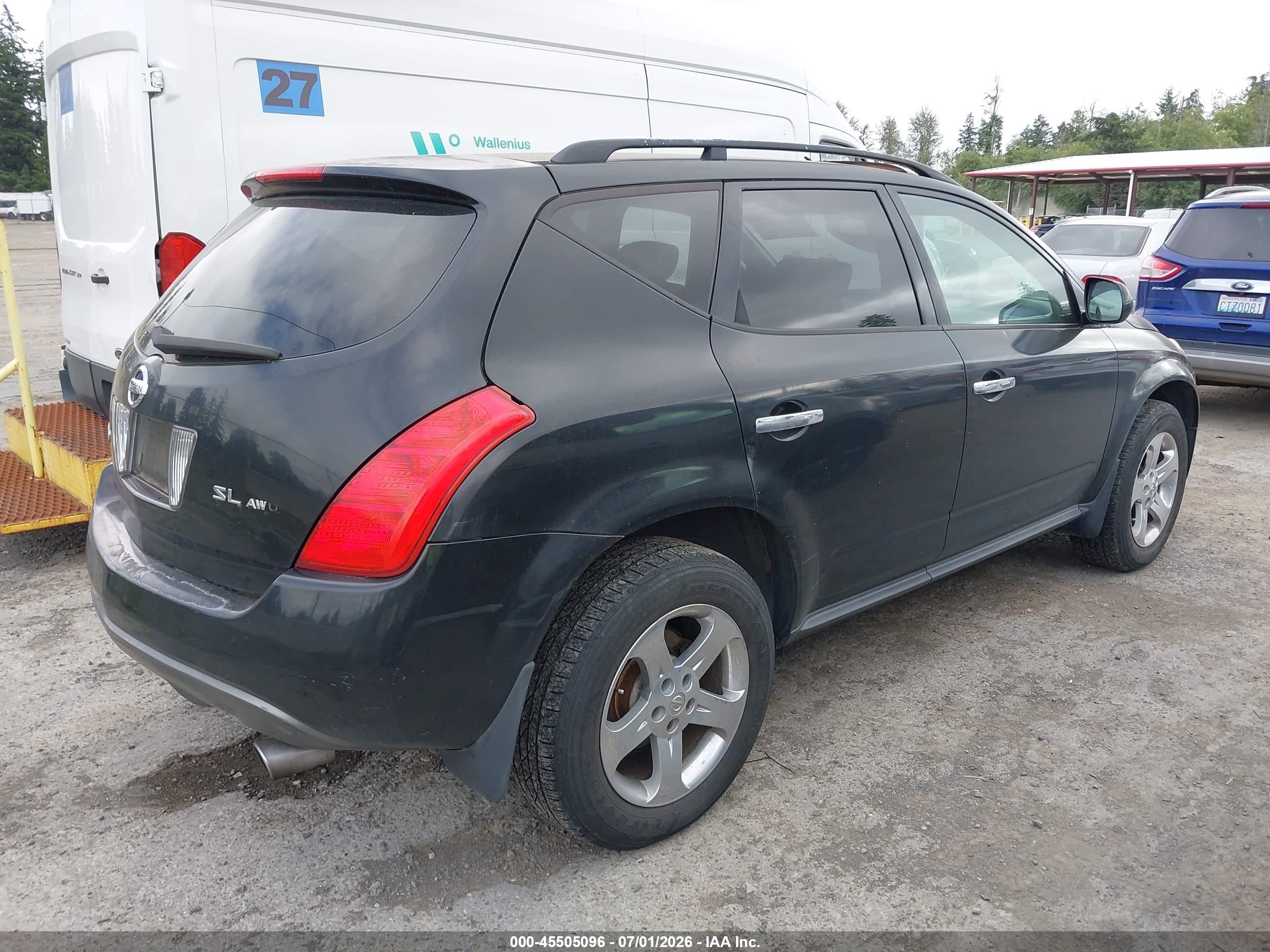 2003 Nissan Murano Sl Black vin: JN8AZ08W33W237641