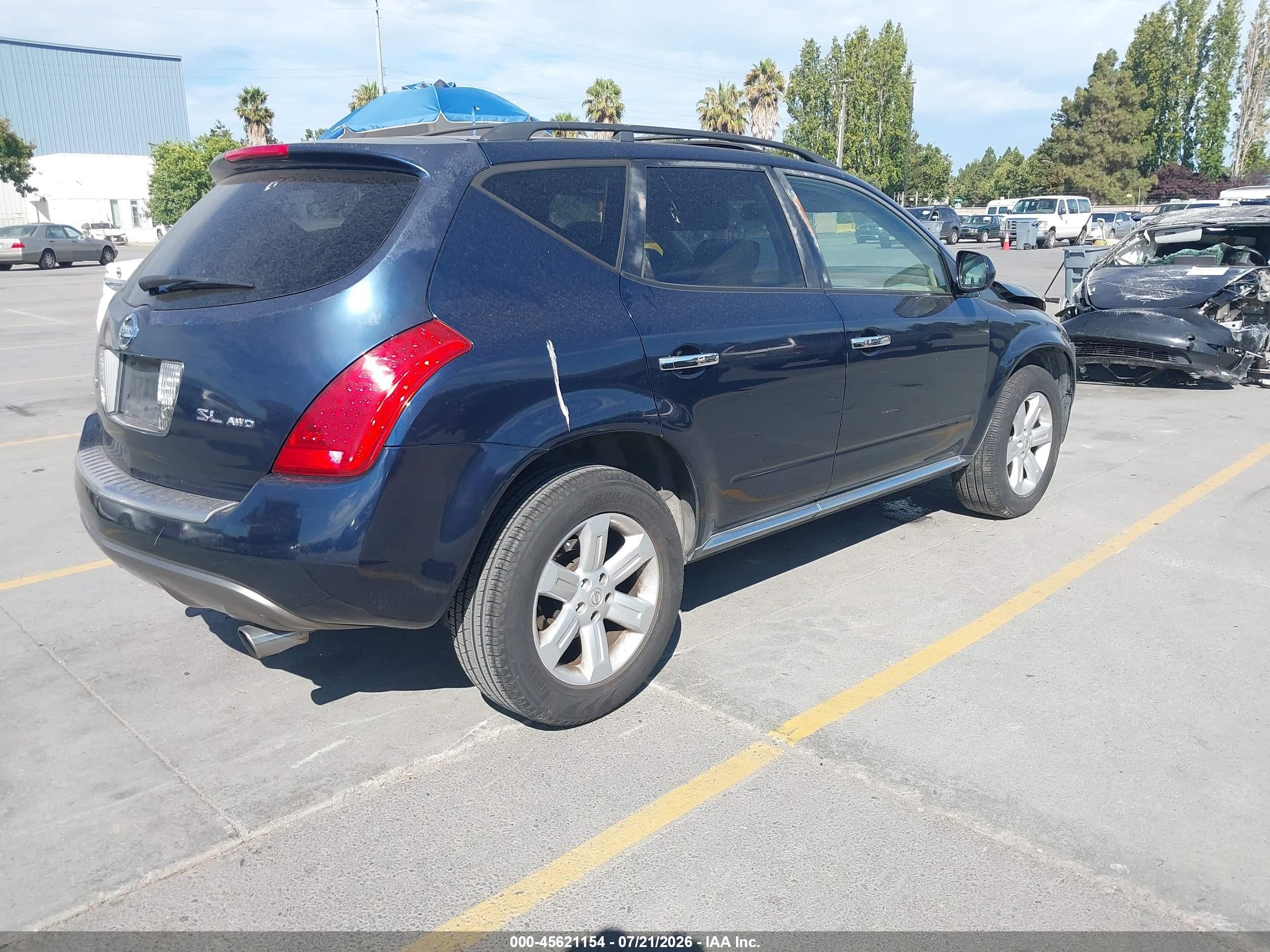 2007 Nissan Murano Sl Blue vin: JN8AZ08W67W617403