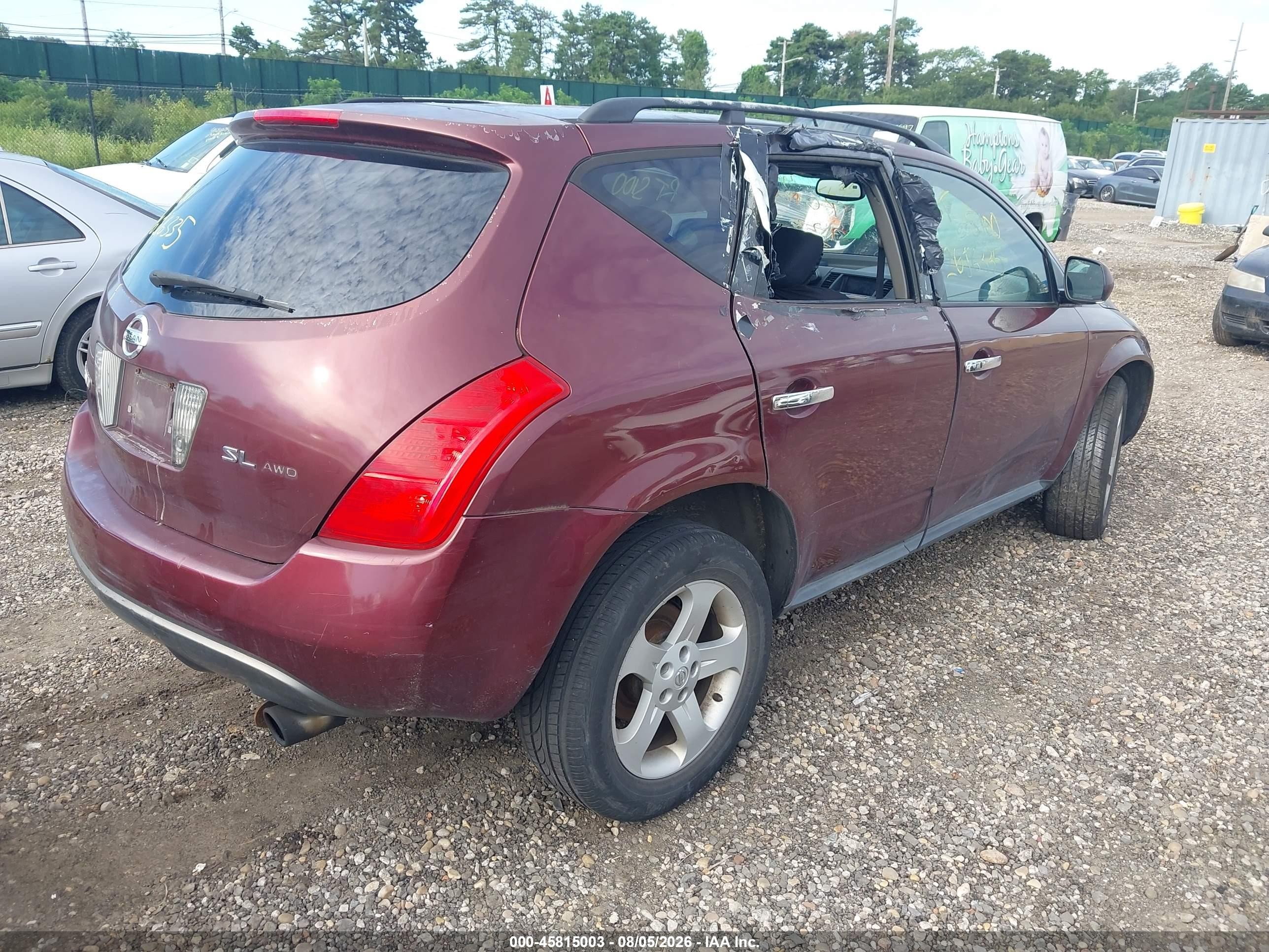 2005 Nissan Murano Sl Maroon vin: JN8AZ08W95W422862