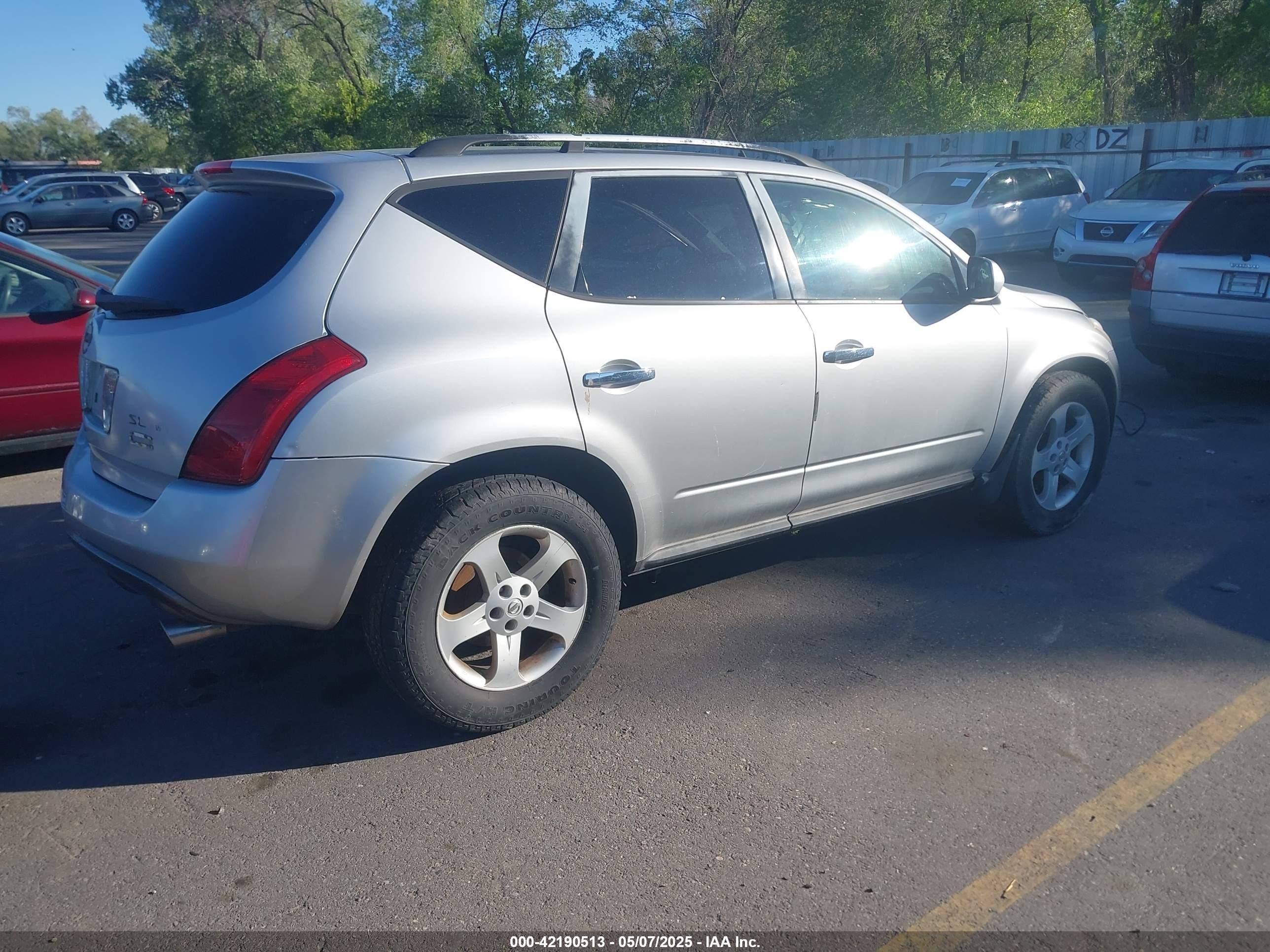 2003 Nissan Murano Sl Серебряный vin: JN8AZ08WX3W204829