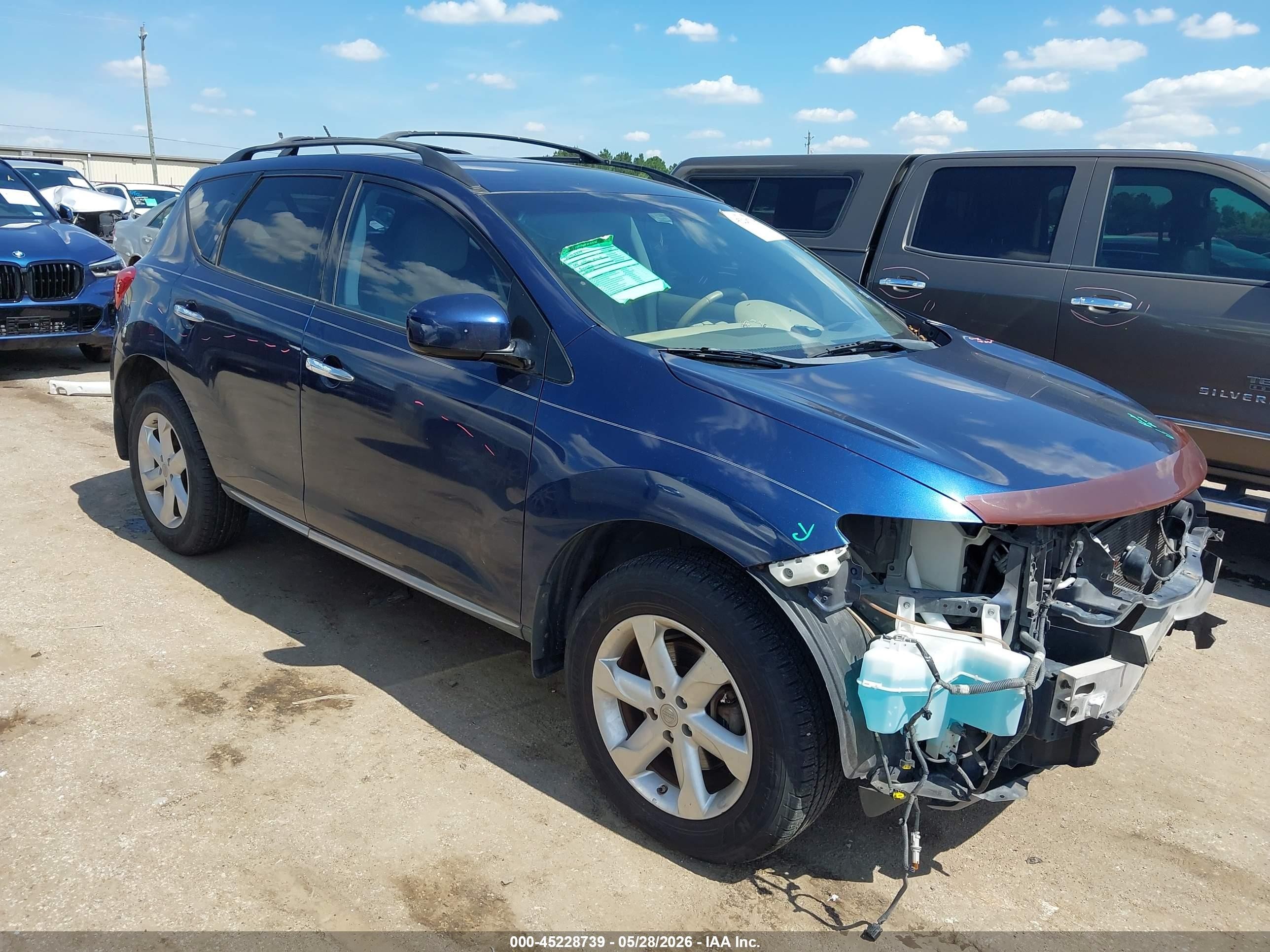 2009 Nissan Murano Sl Blue vin: JN8AZ18U09W030587