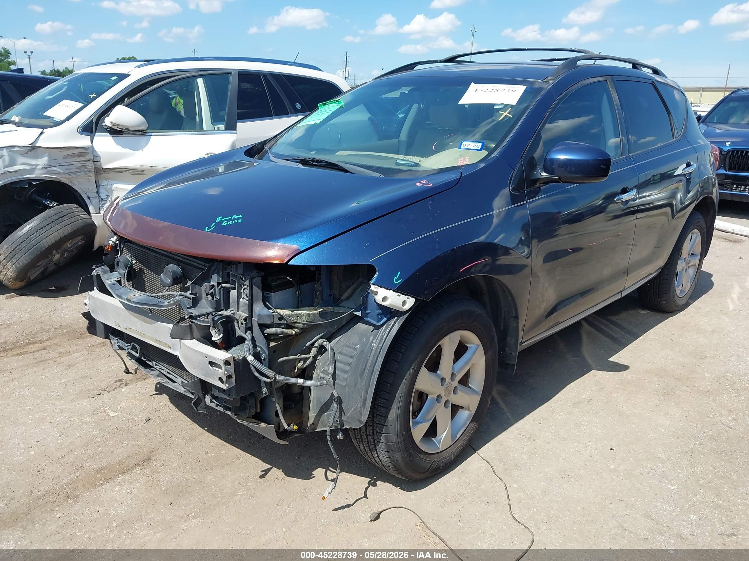 2009 Nissan Murano Sl Blue vin: JN8AZ18U09W030587