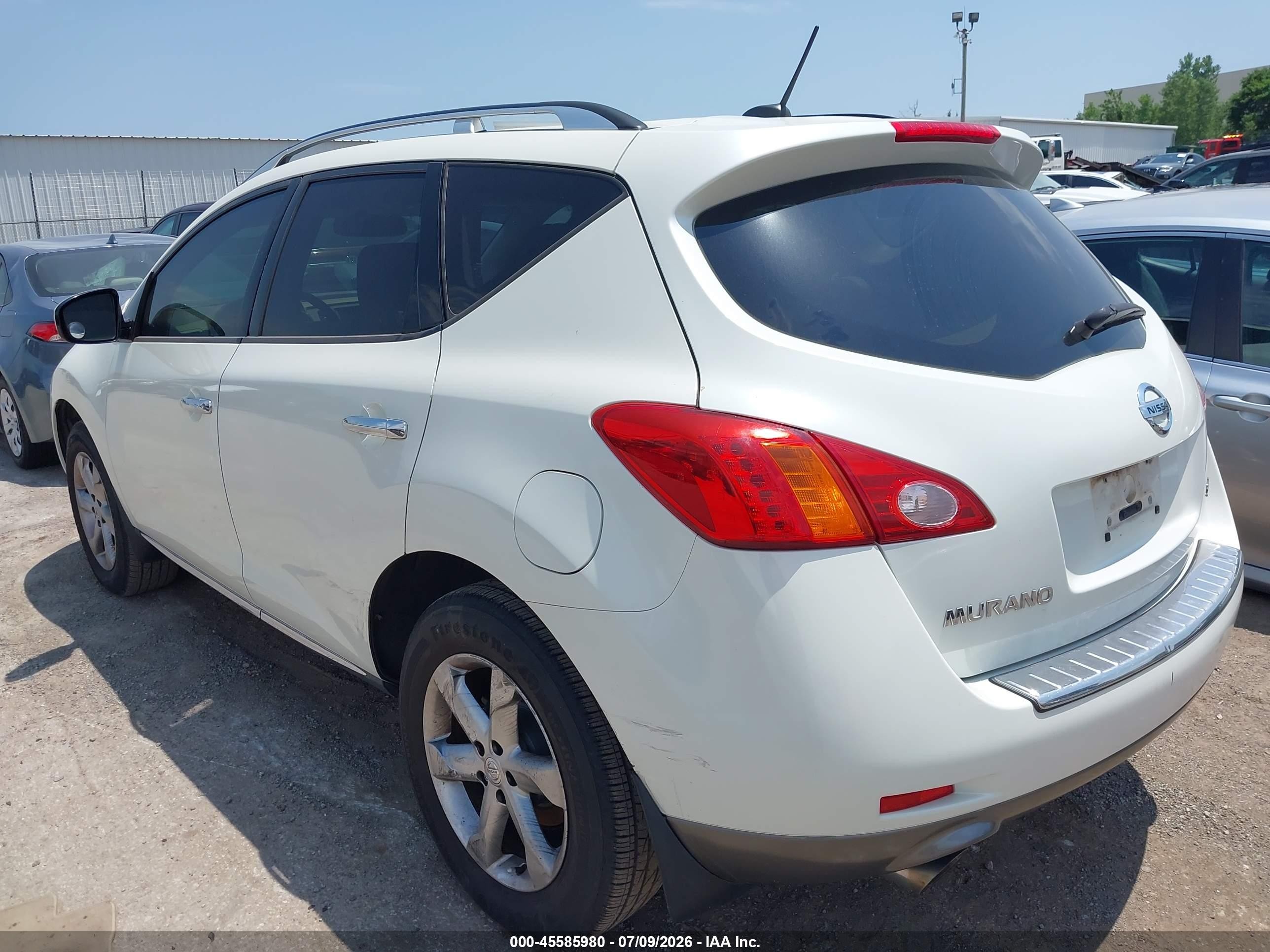 2009 Nissan Murano Sl White vin: JN8AZ18U19W100808