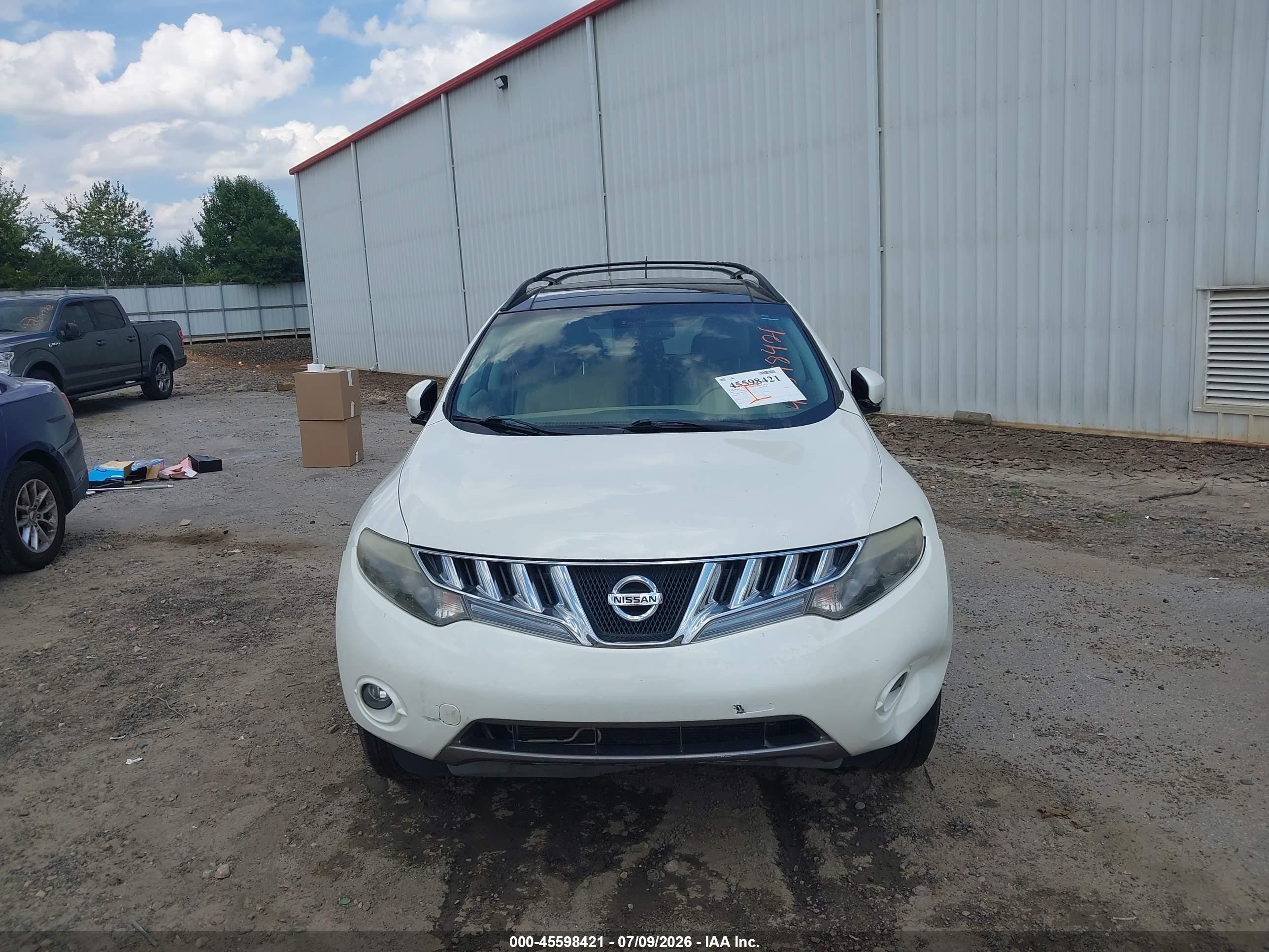 2009 Nissan Murano Sl White vin: JN8AZ18U49W005210