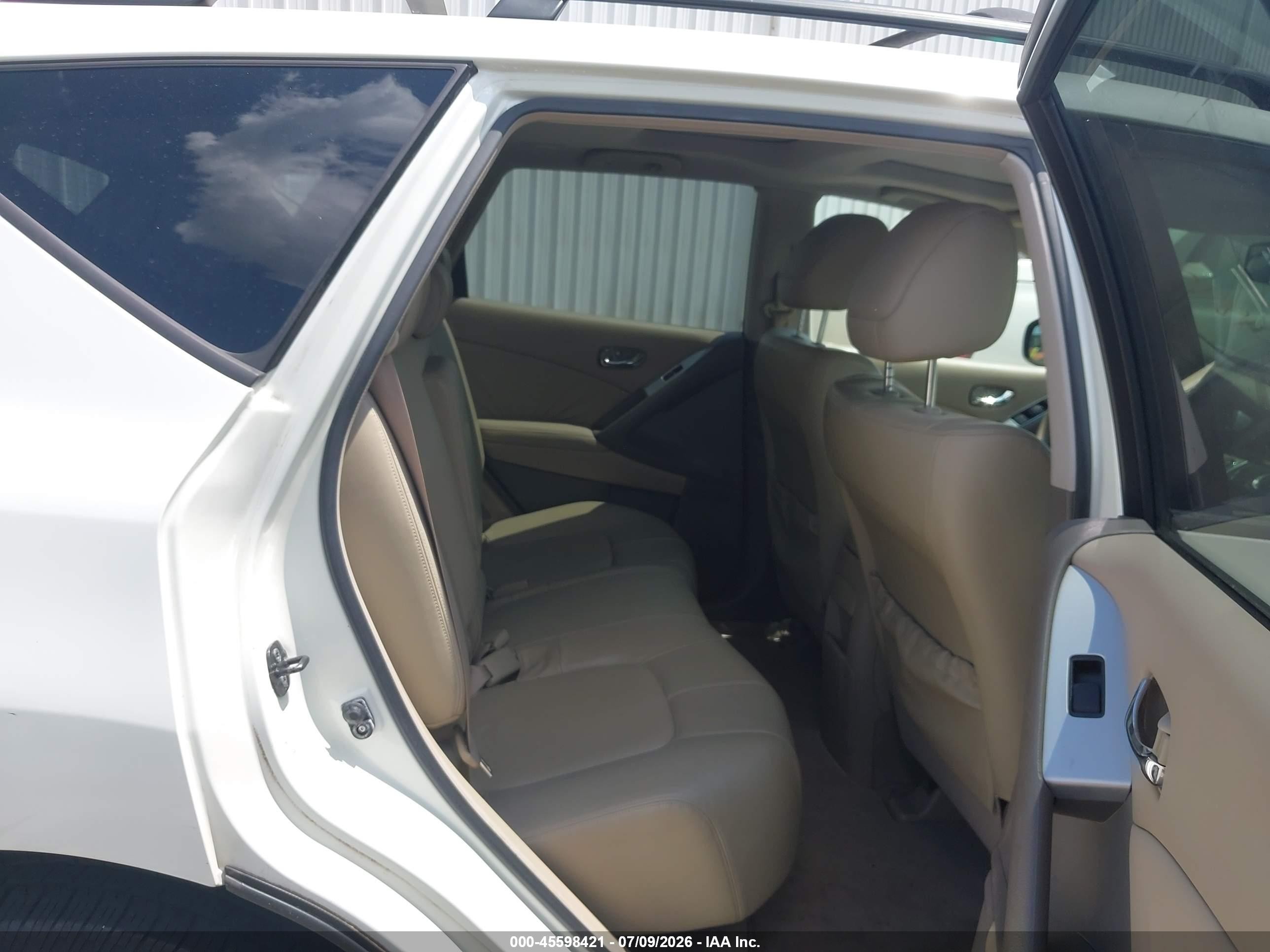 2009 Nissan Murano Sl White vin: JN8AZ18U49W005210