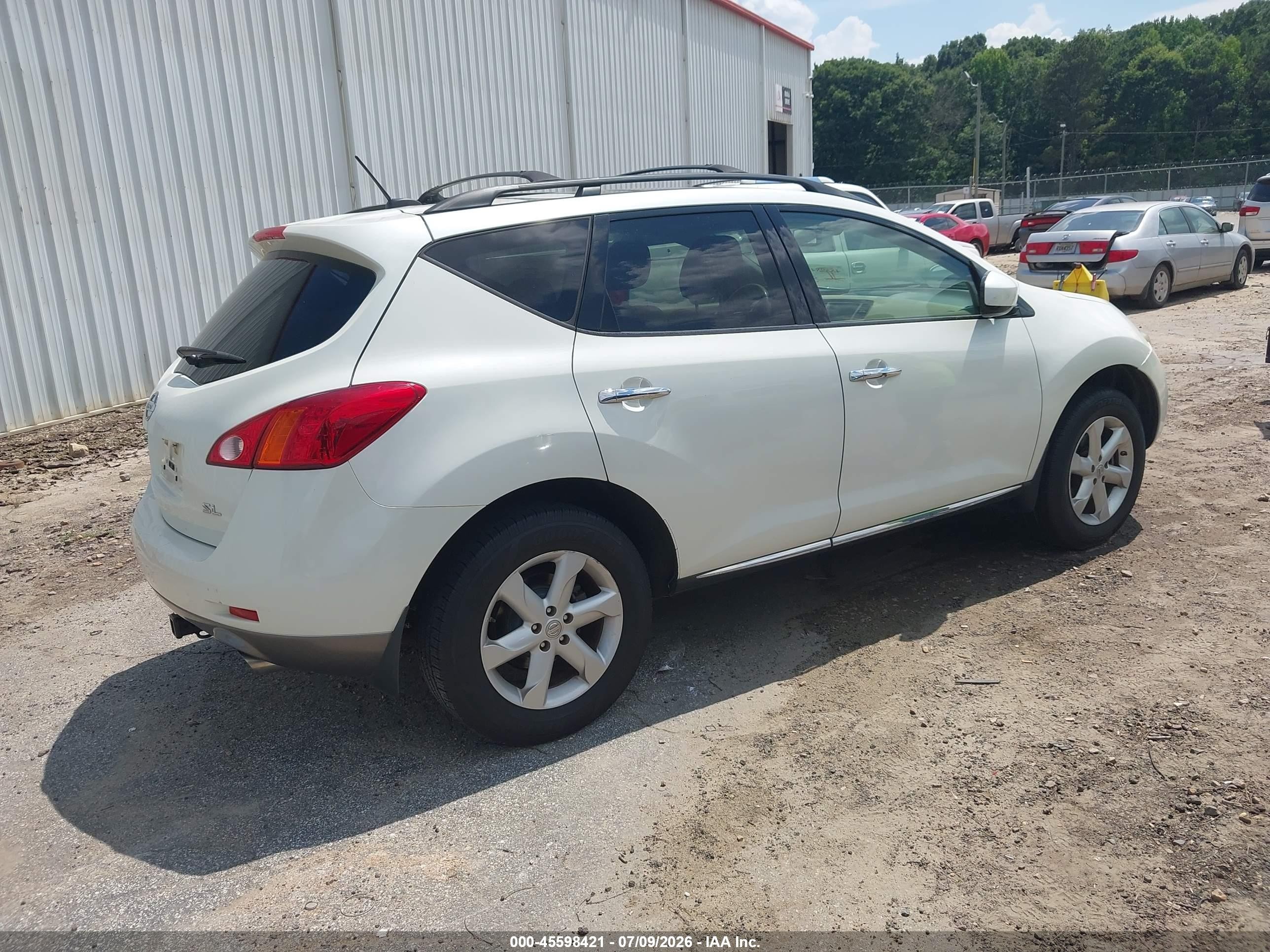 2009 Nissan Murano Sl White vin: JN8AZ18U49W005210