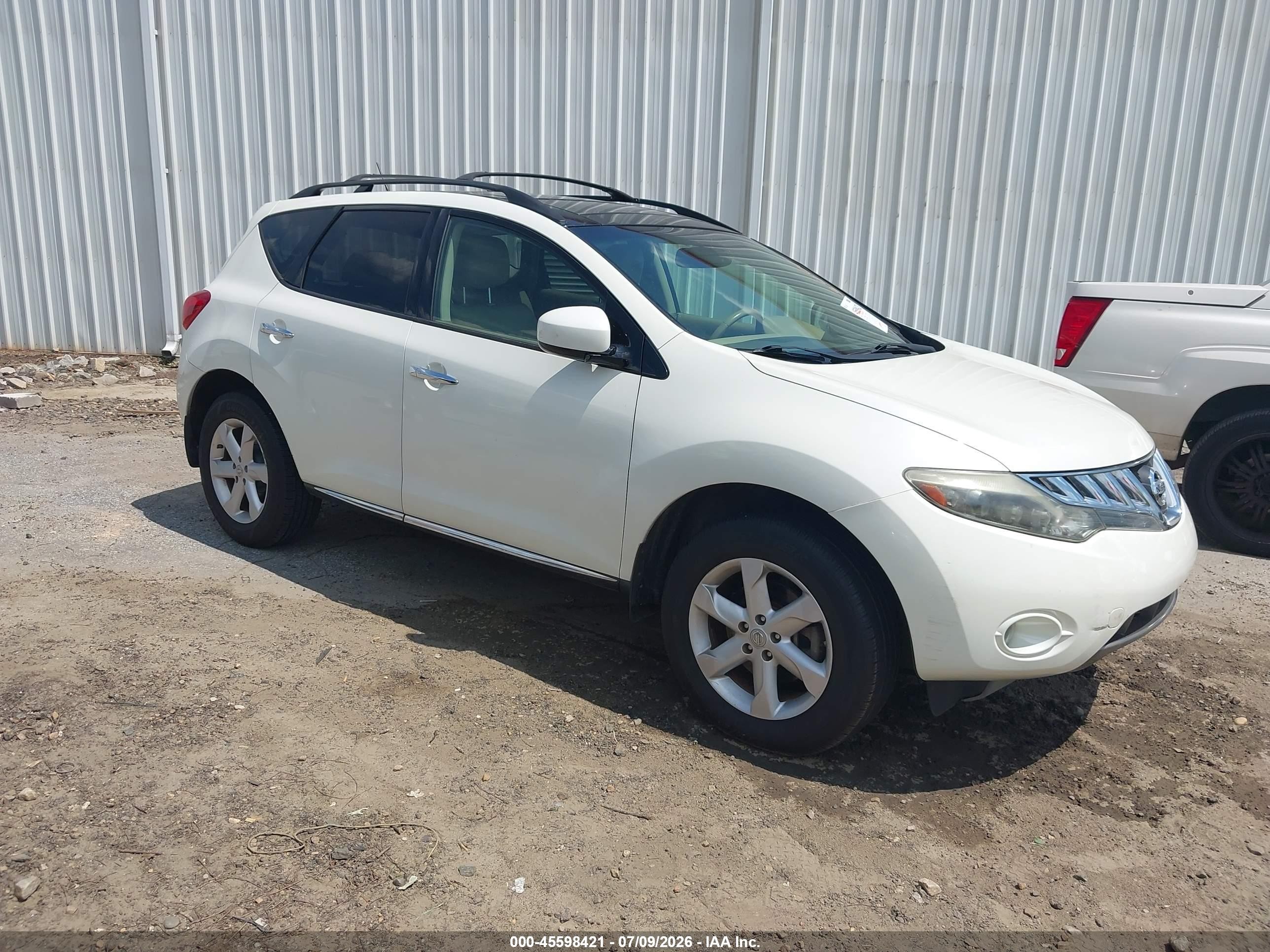 2009 Nissan Murano Sl White vin: JN8AZ18U49W005210
