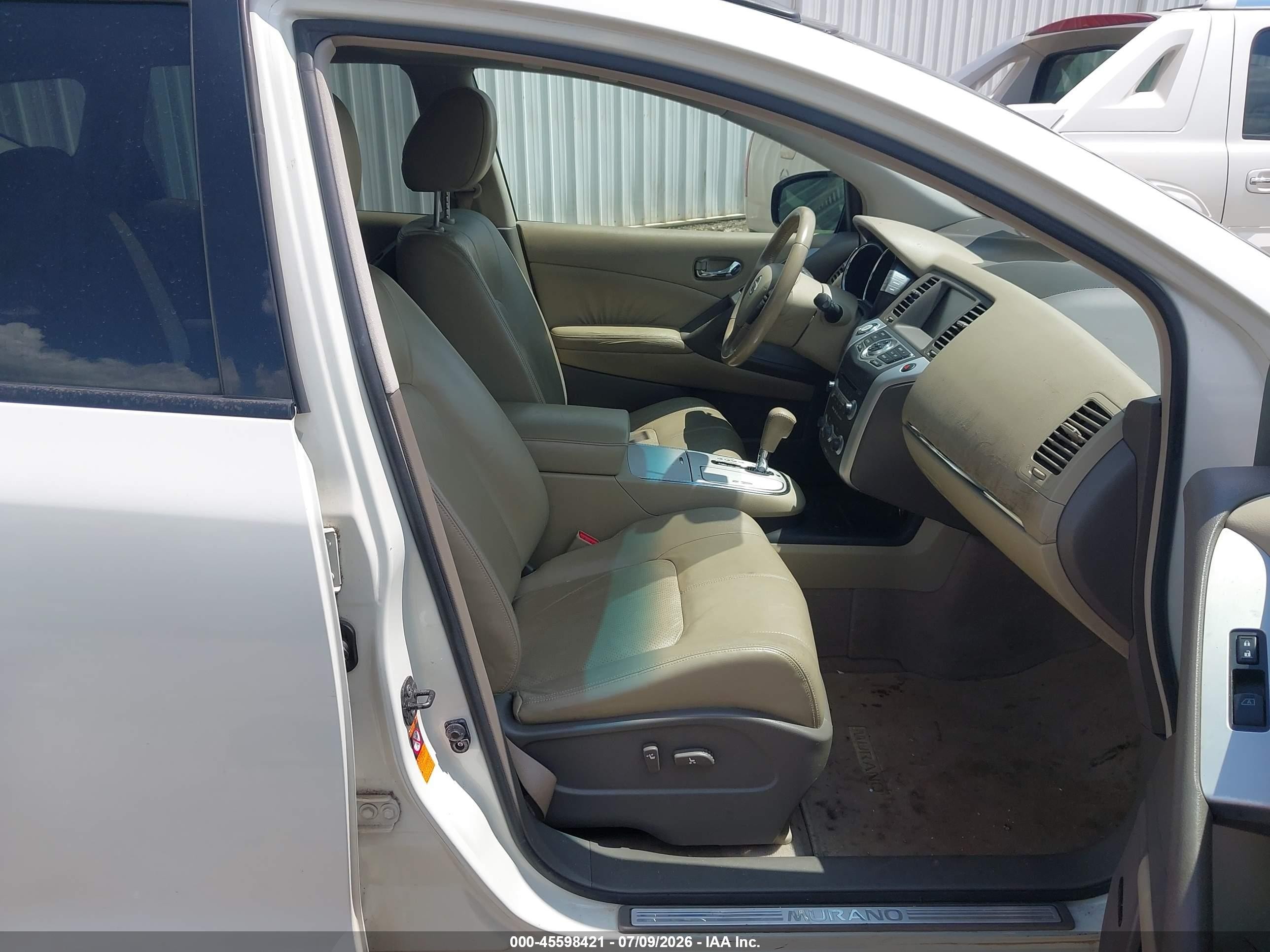2009 Nissan Murano Sl White vin: JN8AZ18U49W005210