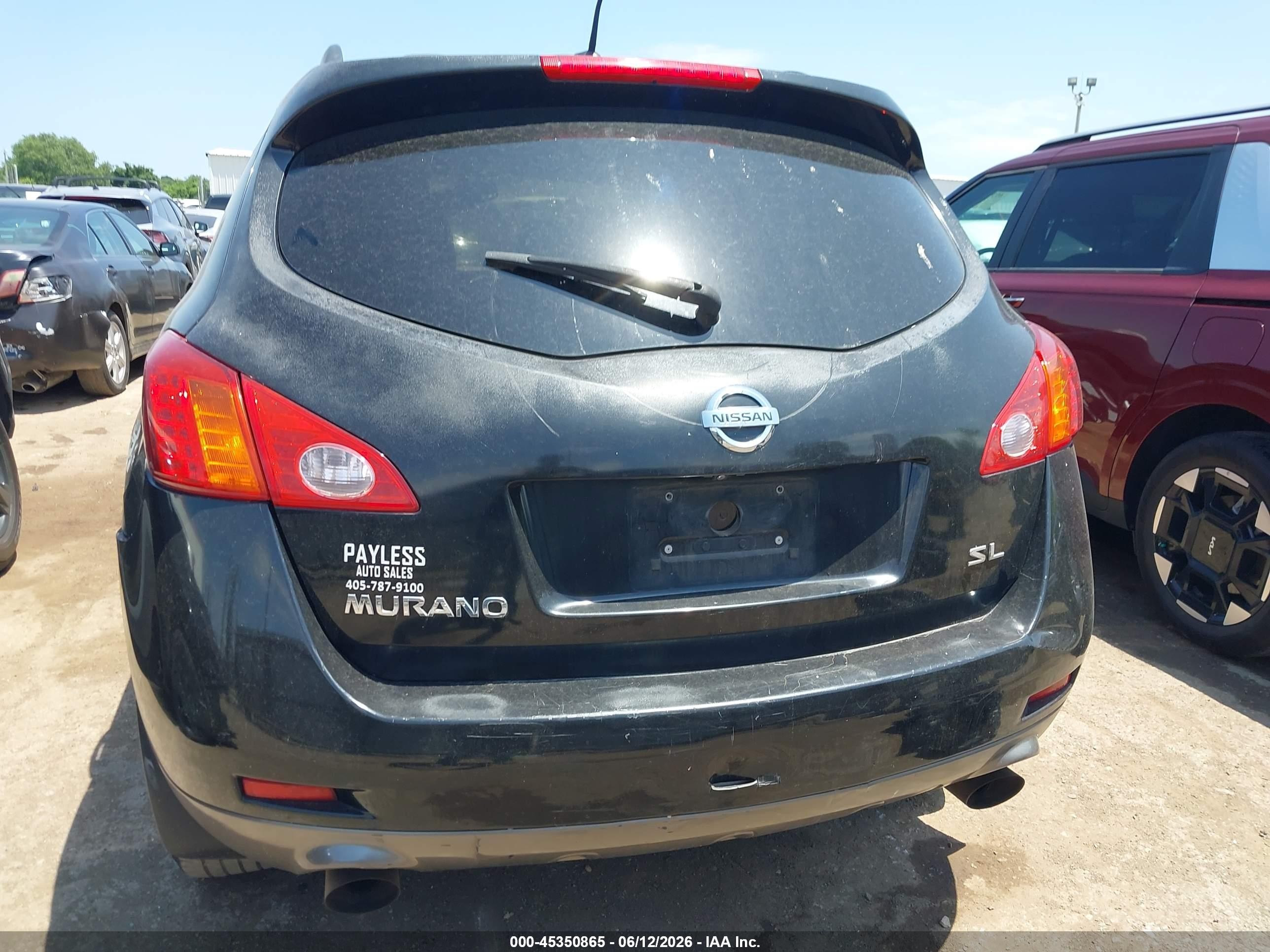 2009 Nissan Murano Sl Black vin: JN8AZ18U69W003152