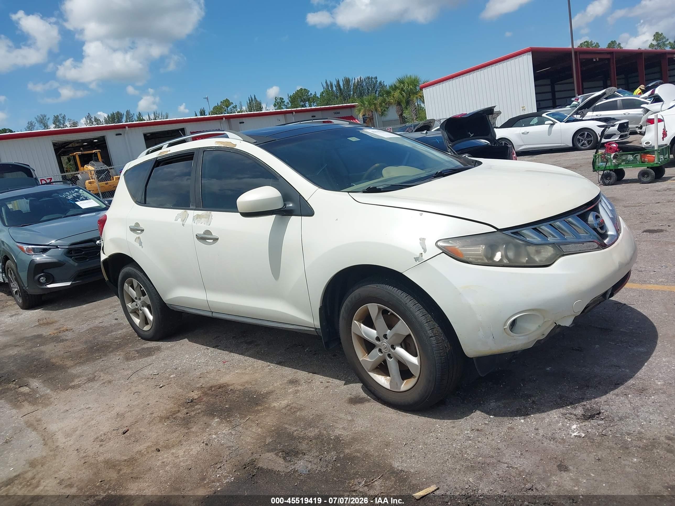 2009 Nissan Murano Sl White vin: JN8AZ18U69W106281