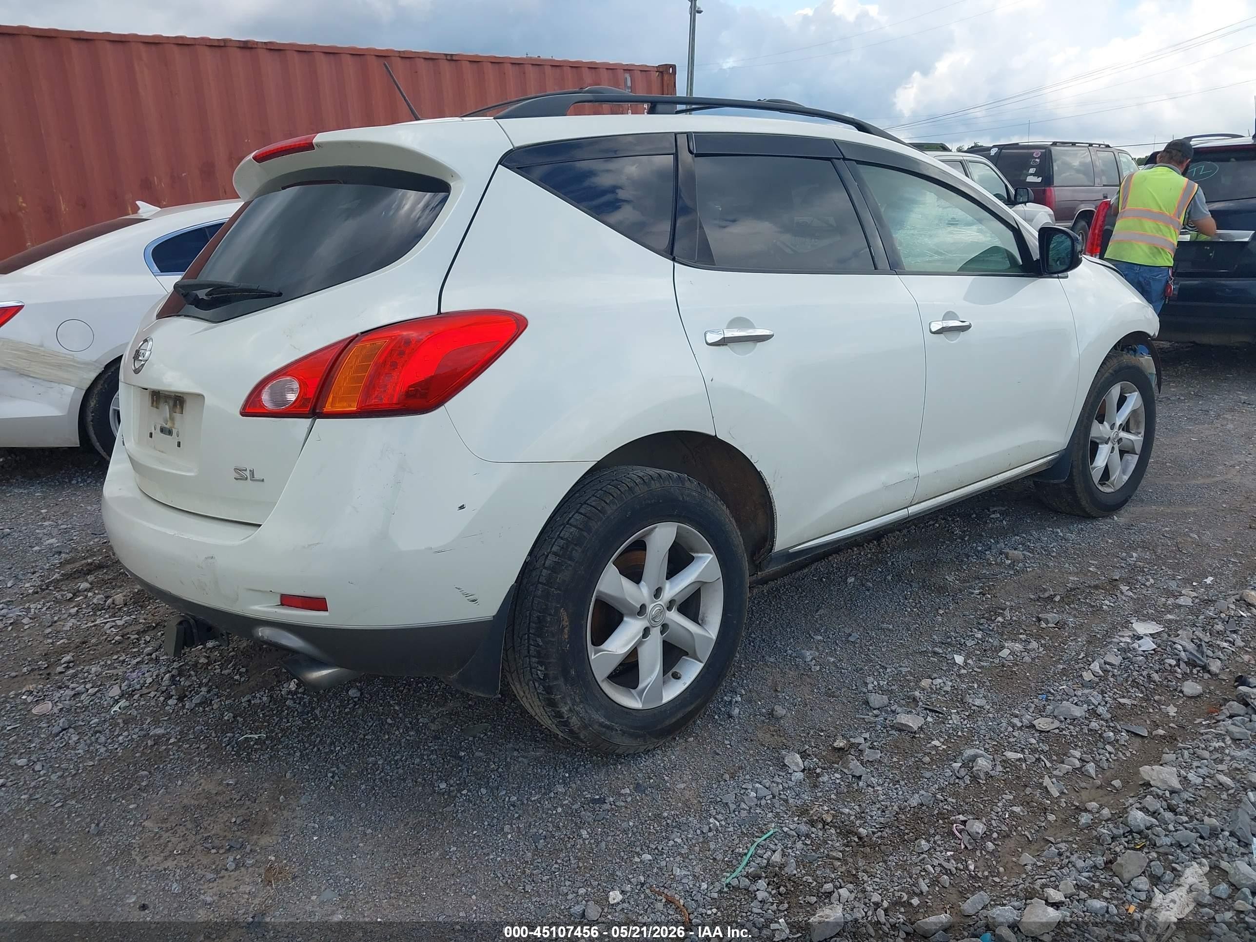 2009 Nissan Murano Sl White vin: JN8AZ18U79W015150