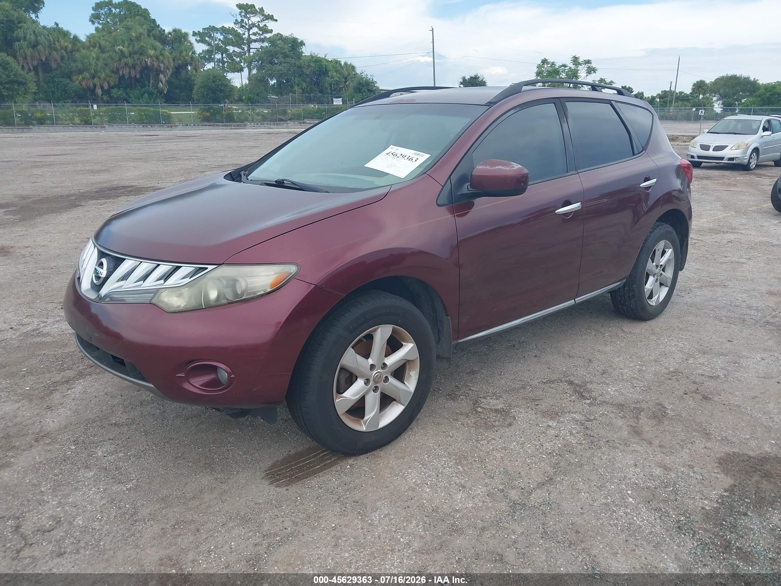 2009 Nissan Murano Sl Burgundy vin: JN8AZ18U79W017464