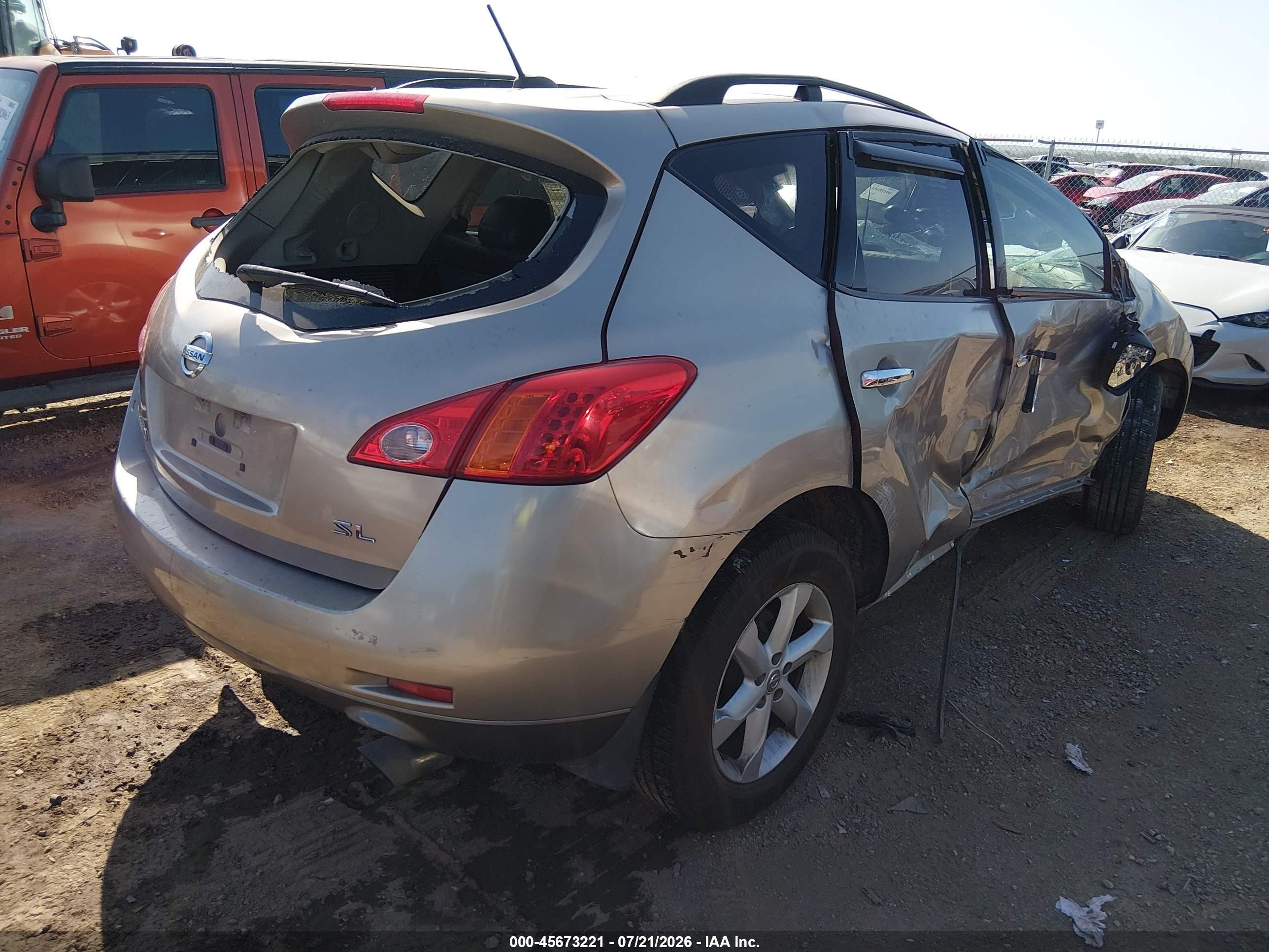 2009 Nissan Murano Sl Beige vin: JN8AZ18U79W026388