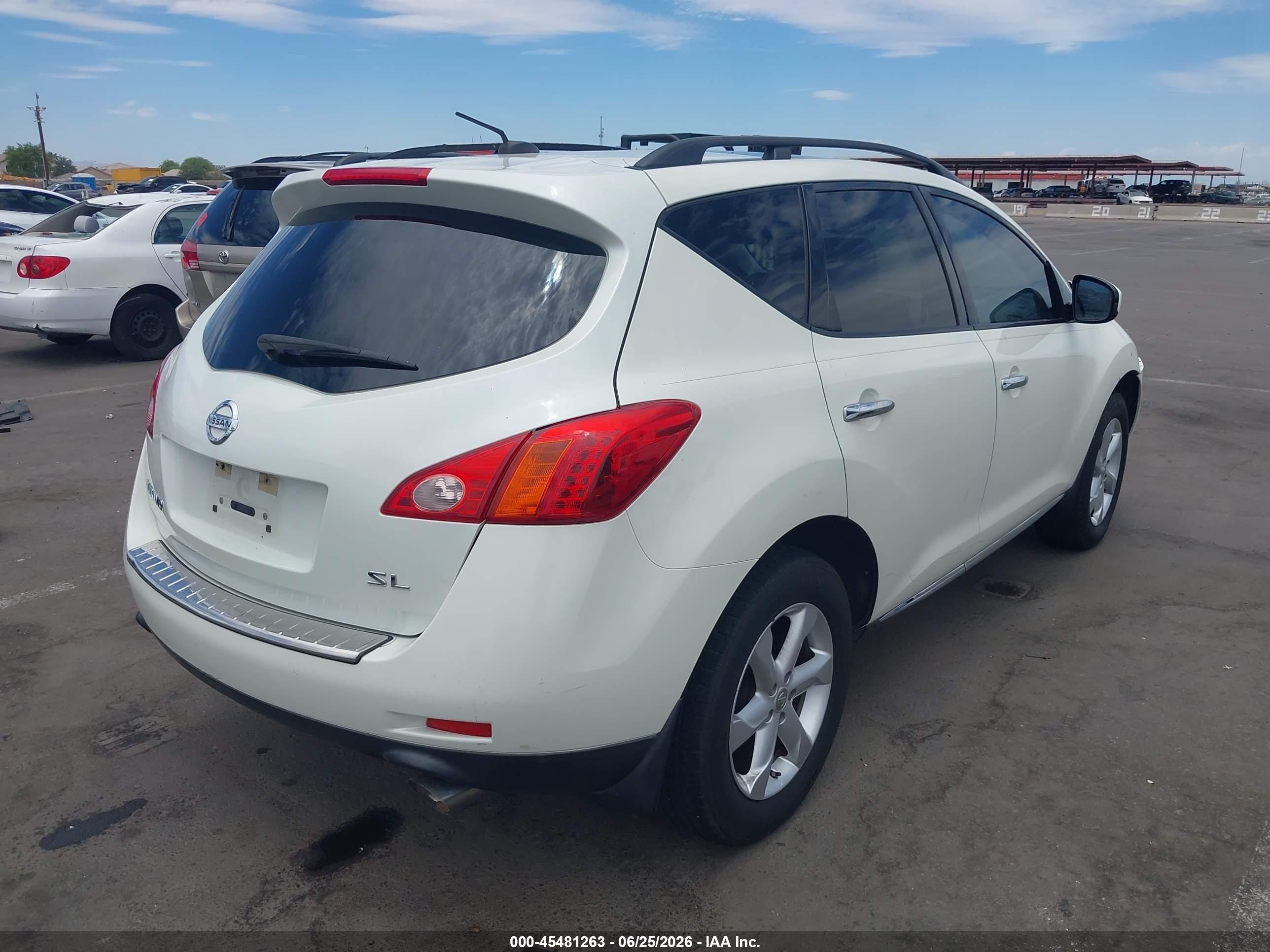 2009 Nissan Murano Sl White vin: JN8AZ18U89W028554