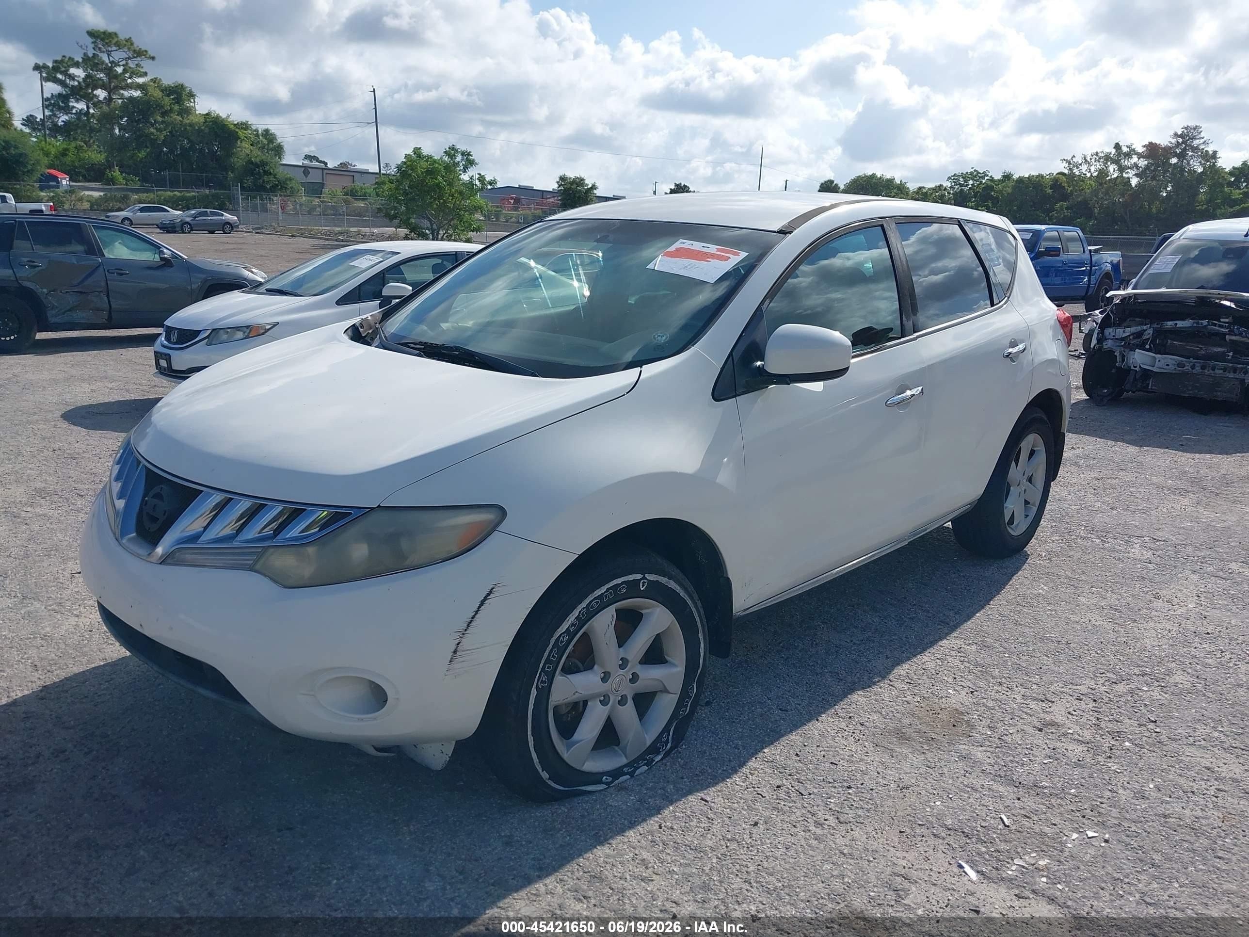 2009 Nissan Murano S White vin: JN8AZ18U99W100135
