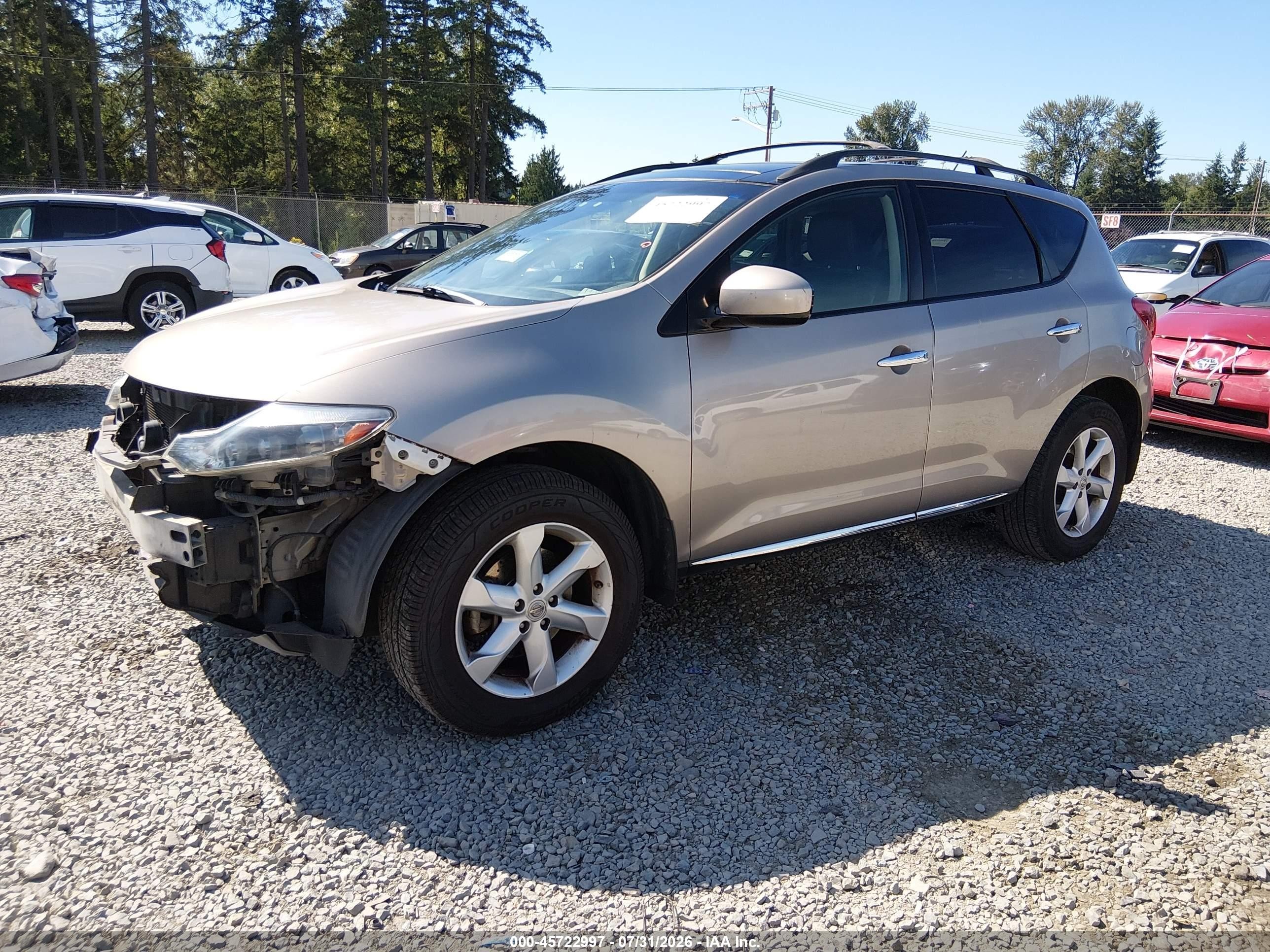 2009 Nissan Murano Sl Gold vin: JN8AZ18UX9W003400