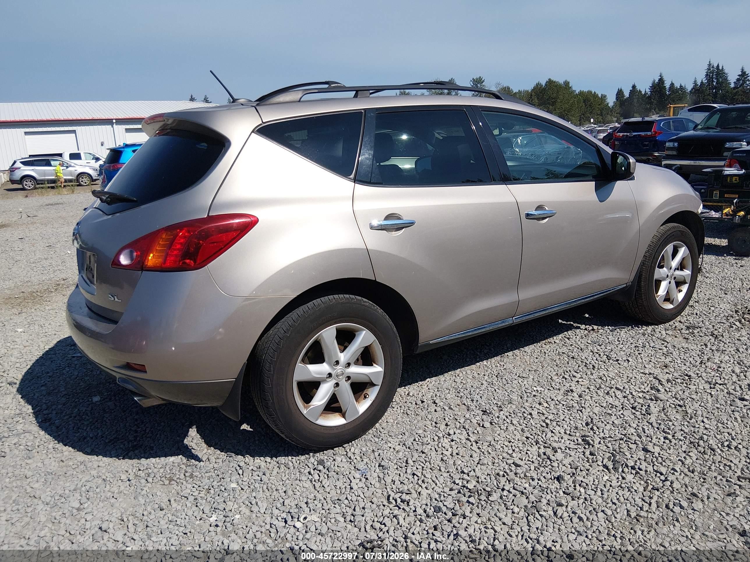 2009 Nissan Murano Sl Gold vin: JN8AZ18UX9W003400