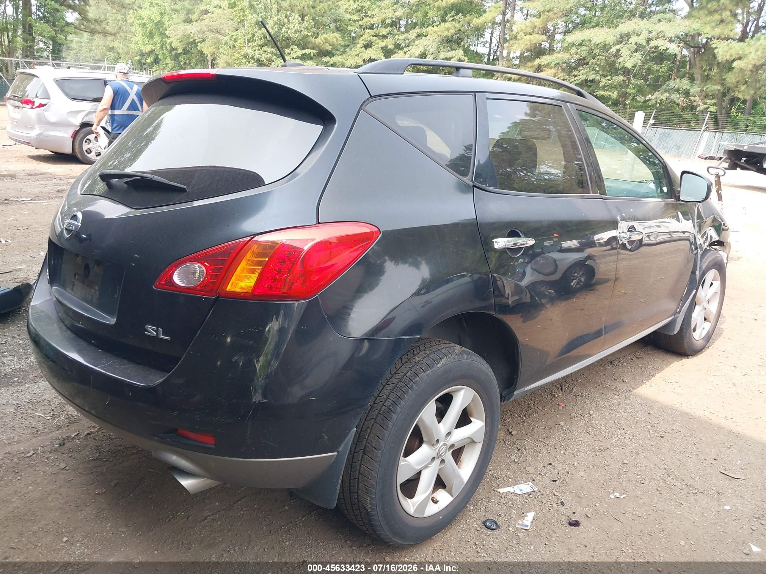 2009 Nissan Murano Sl Black vin: JN8AZ18UX9W030435