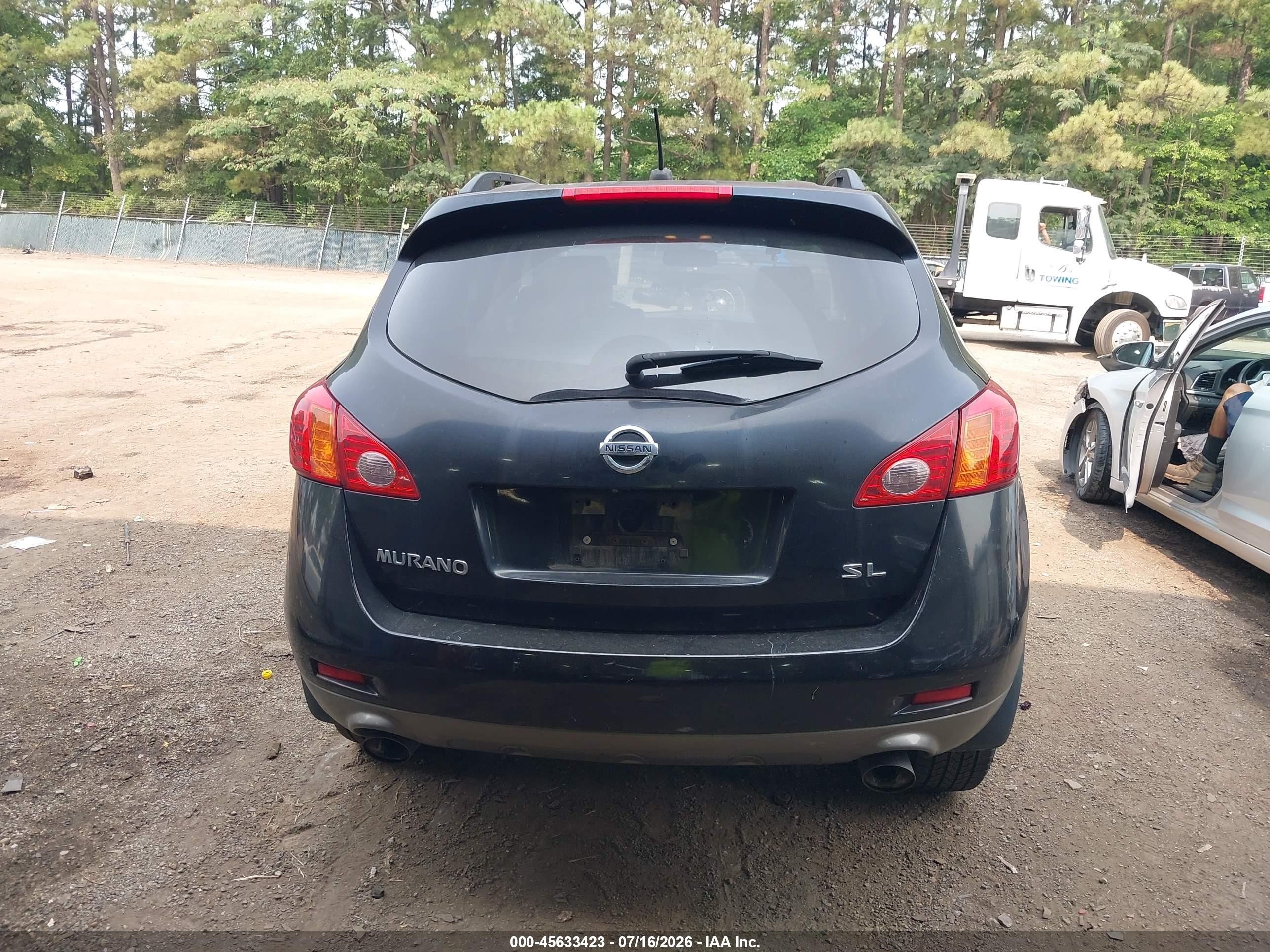2009 Nissan Murano Sl Black vin: JN8AZ18UX9W030435