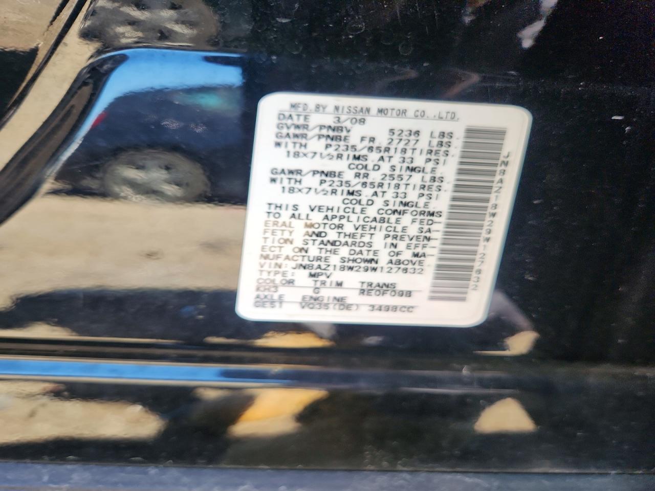 2009 Nissan Murano S Black vin: JN8AZ18W29W127632