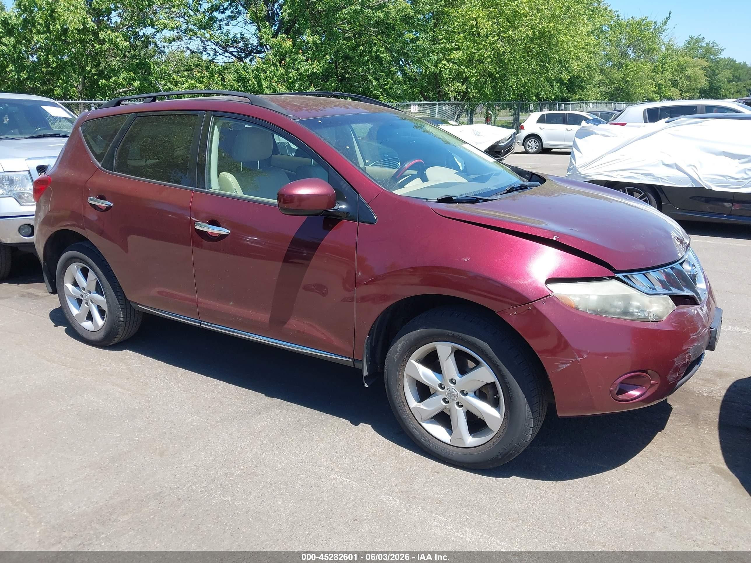 2009 Nissan Murano Sl Red vin: JN8AZ18W29W128263
