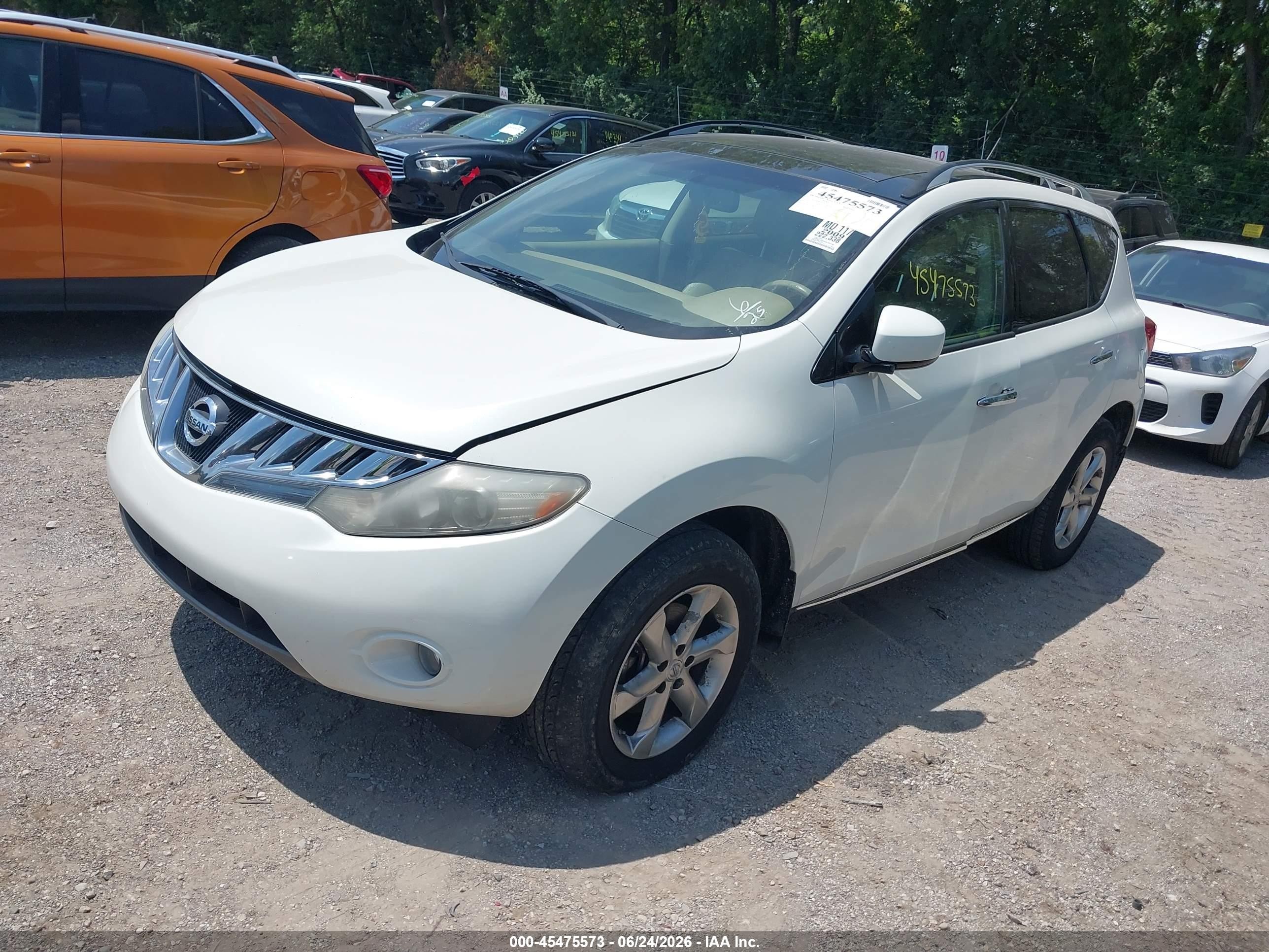 2009 Nissan Murano Sl White vin: JN8AZ18W29W203754