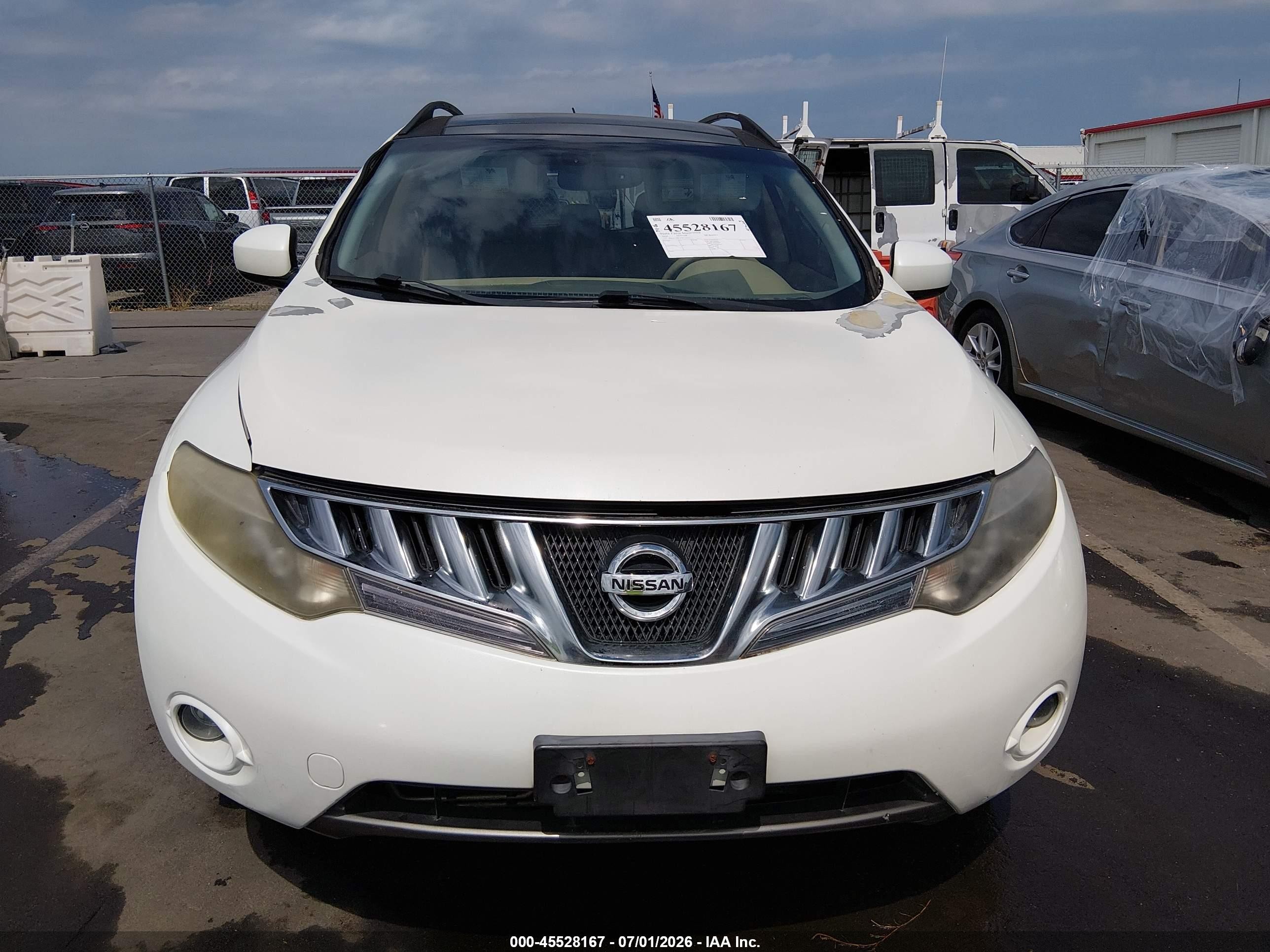 2009 Nissan Murano Sl White vin: JN8AZ18W39W114551