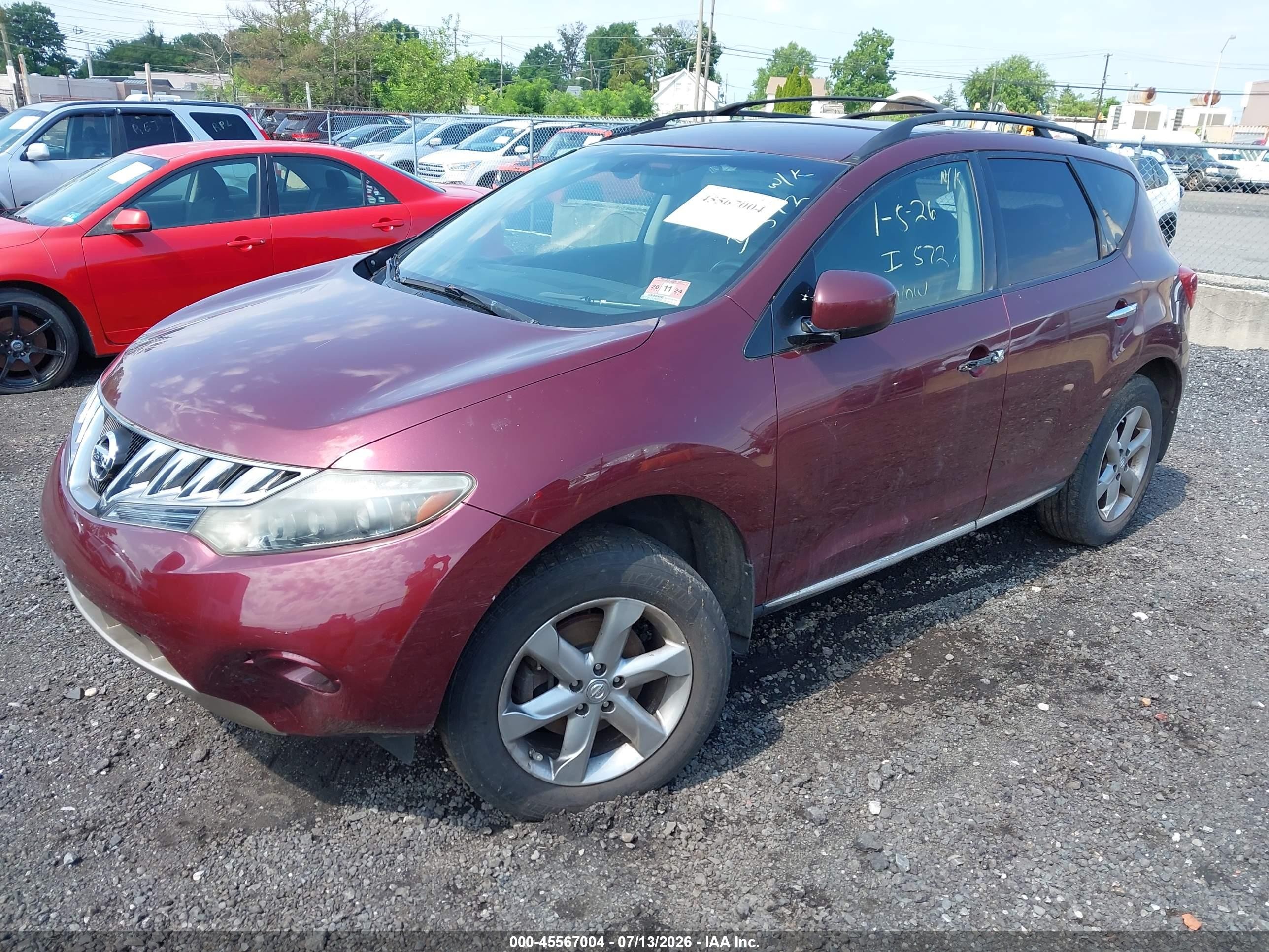 2009 Nissan Murano Sl Burgundy vin: JN8AZ18W59W116673