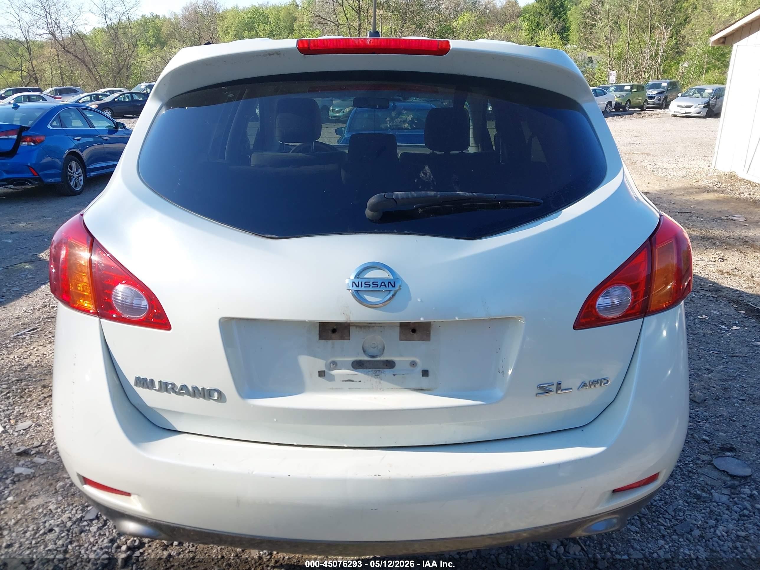 2009 Nissan Murano Sl White vin: JN8AZ18W59W140391