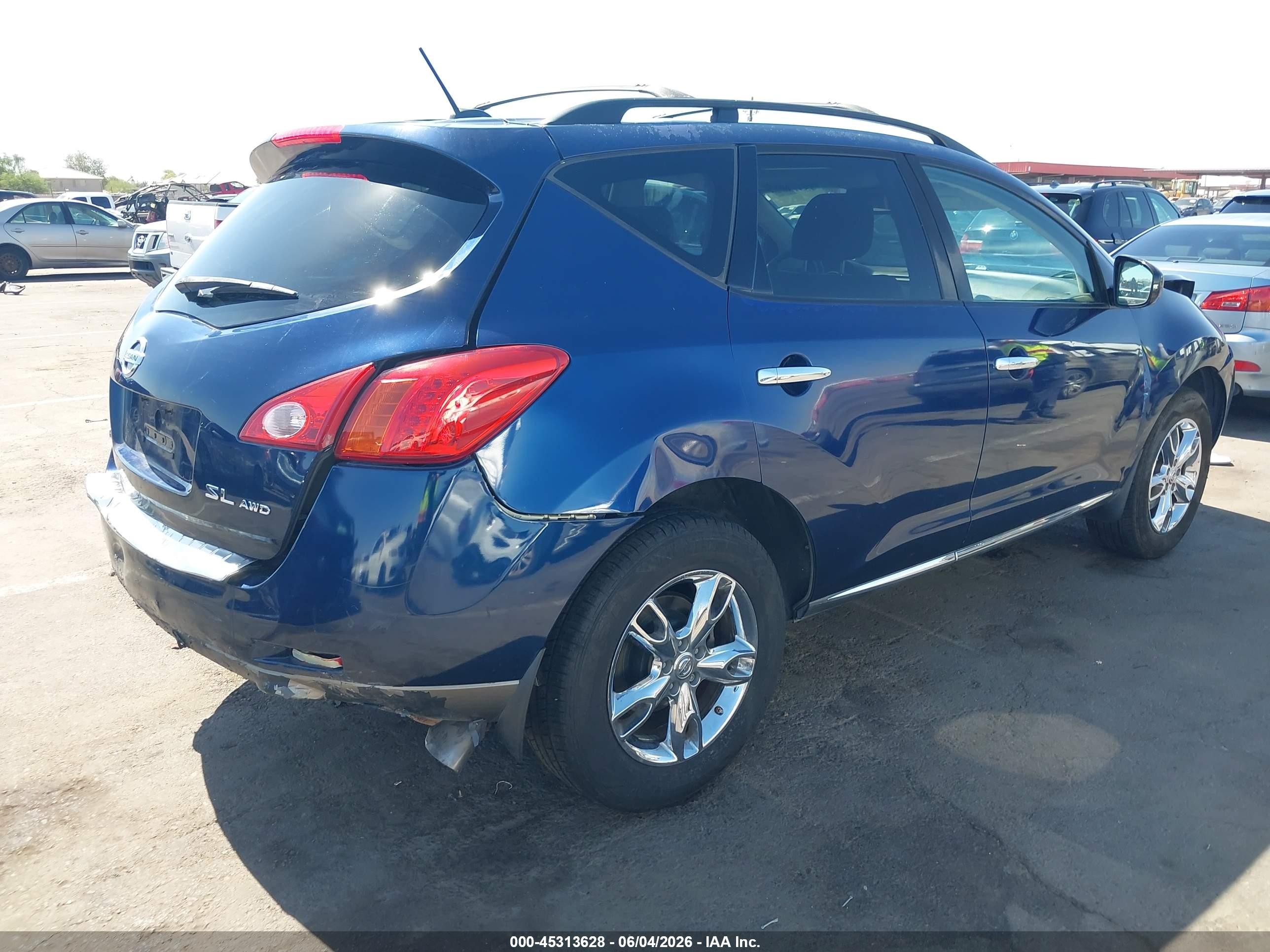 2009 Nissan Murano Sl Blue vin: JN8AZ18W89W214905