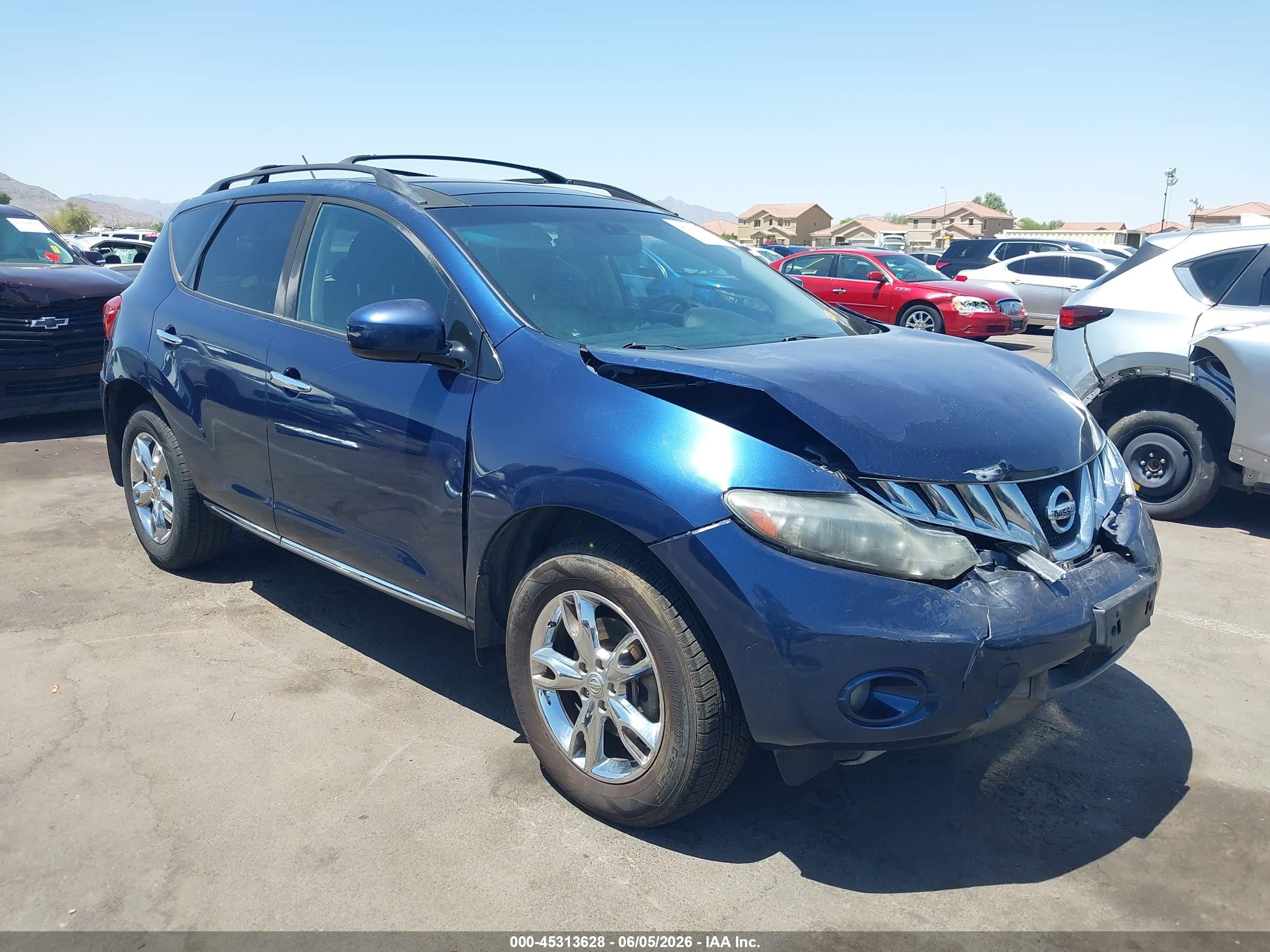 2009 Nissan Murano Sl Blue vin: JN8AZ18W89W214905