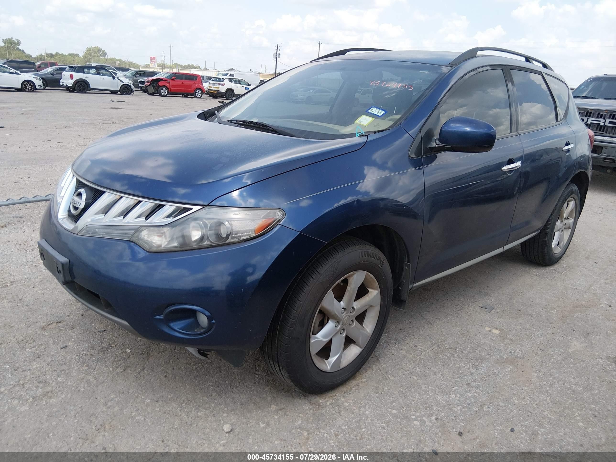2010 Nissan Murano Sl Blue vin: JN8AZ1MU0AW000614