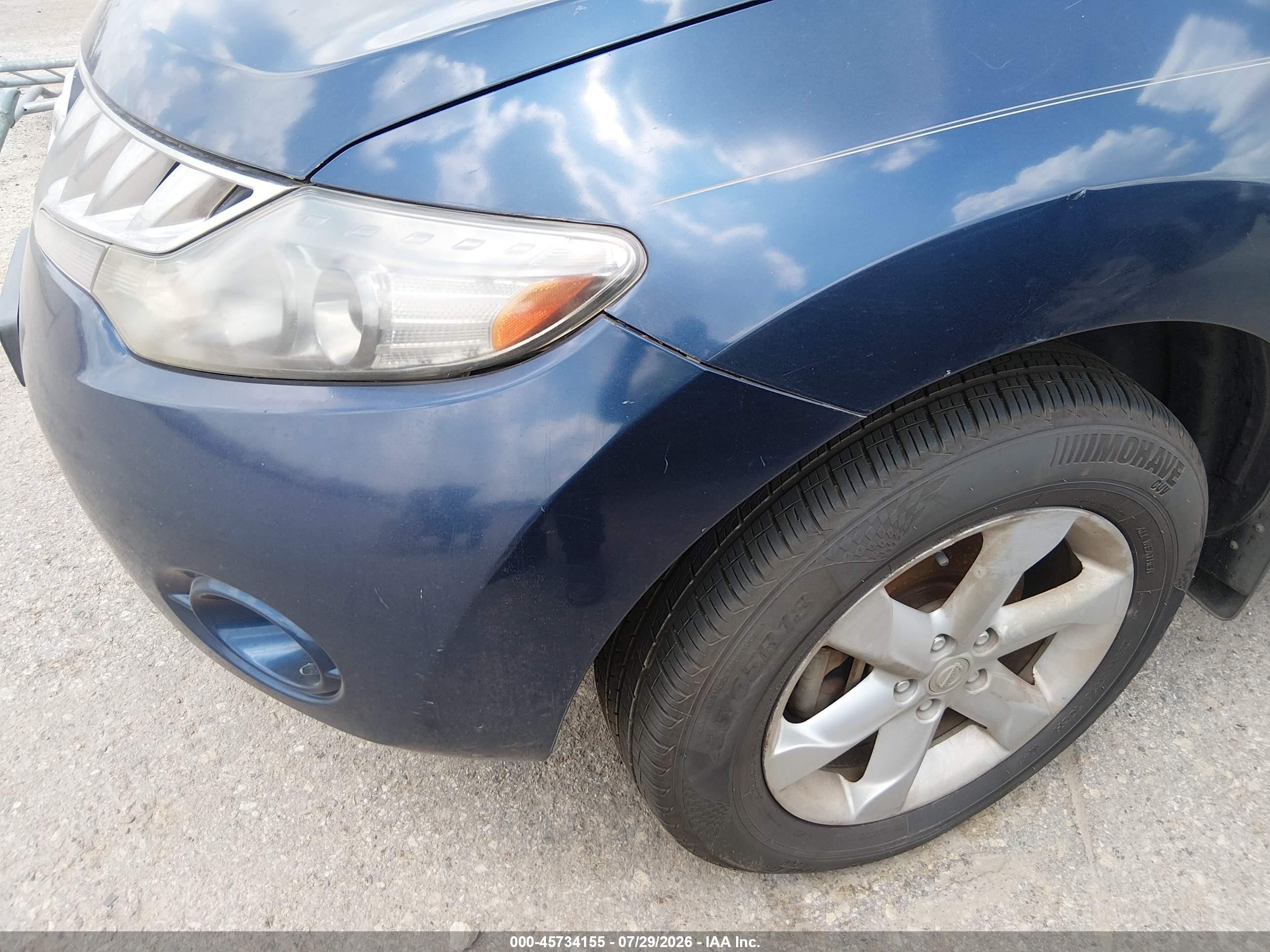 2010 Nissan Murano Sl Blue vin: JN8AZ1MU0AW000614