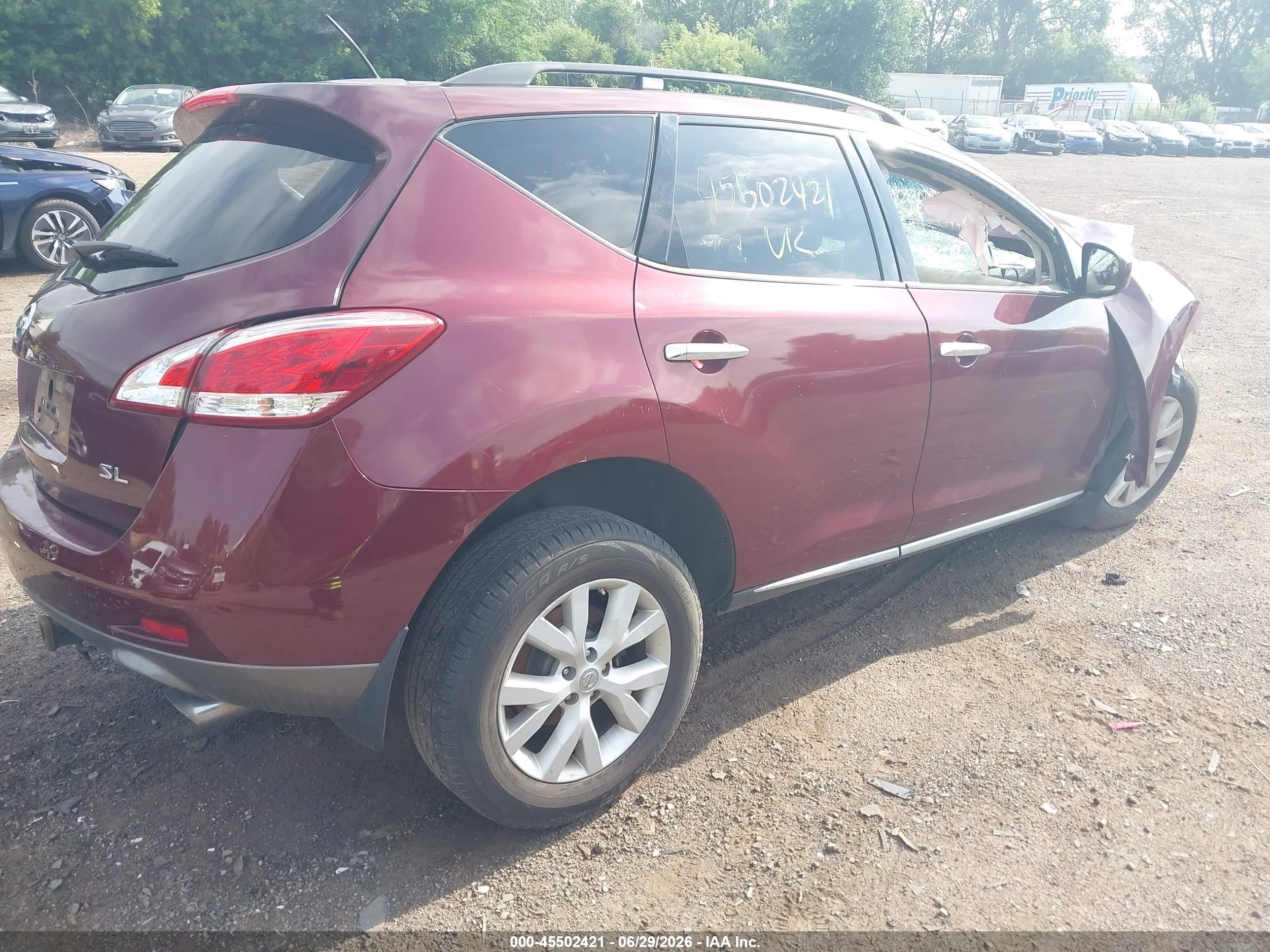 2012 Nissan Murano Sl Красный vin: JN8AZ1MU0CW106614