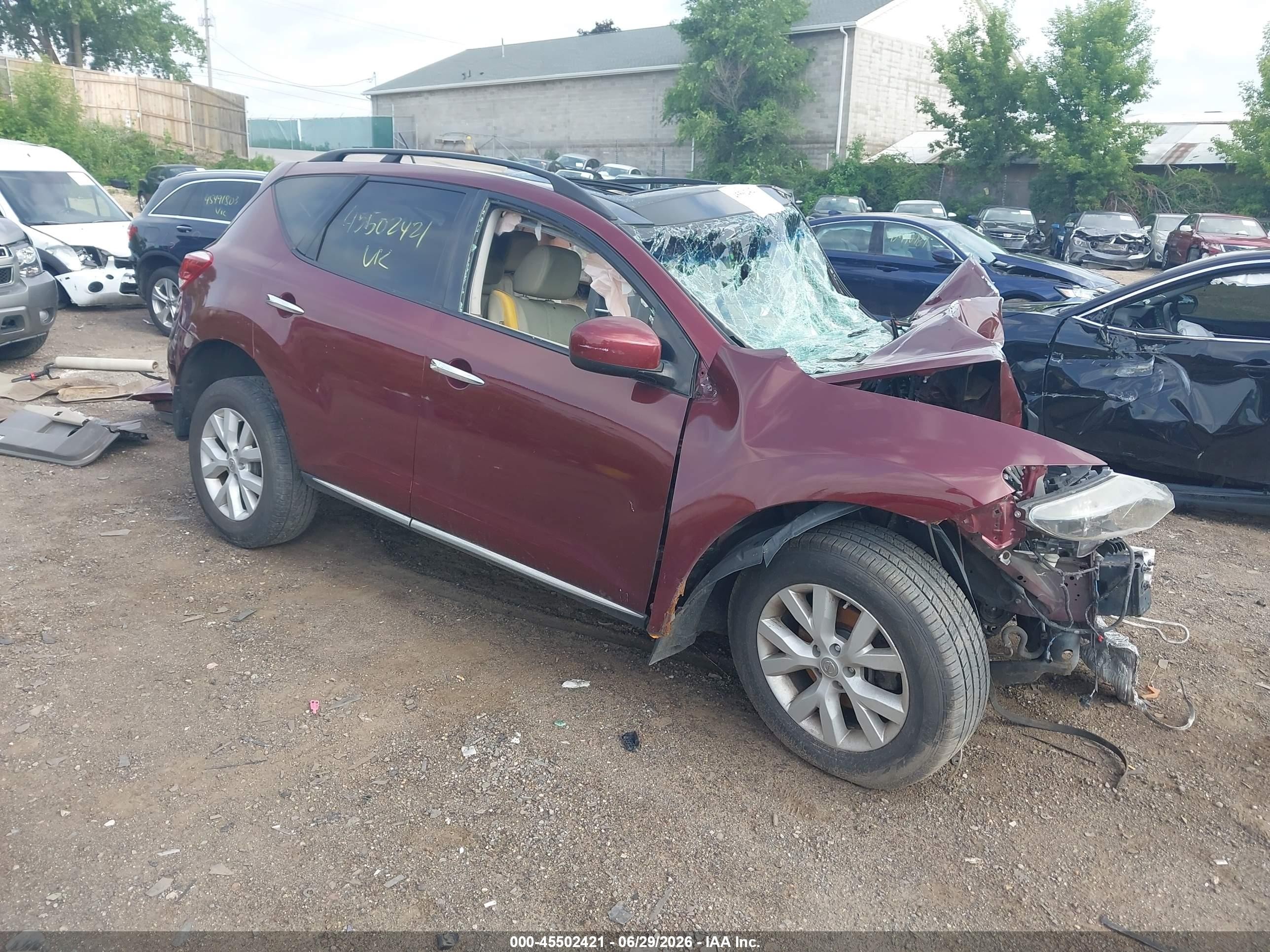 2012 Nissan Murano Sl Red vin: JN8AZ1MU0CW106614