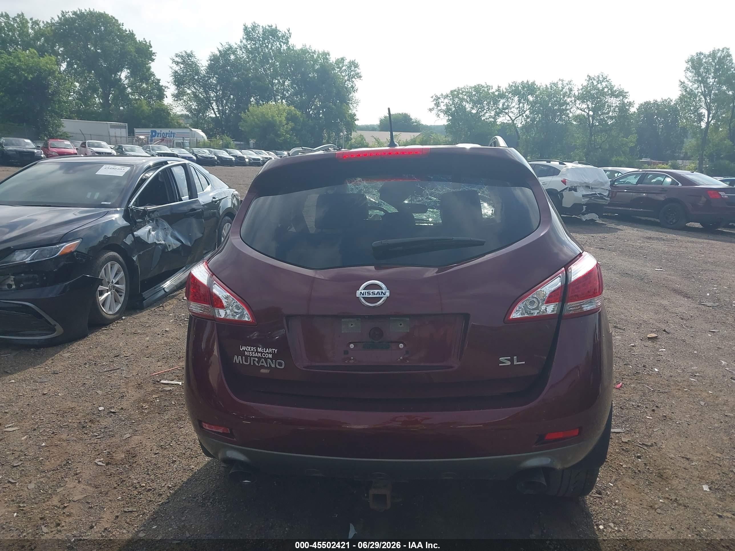 2012 Nissan Murano Sl Красный vin: JN8AZ1MU0CW106614