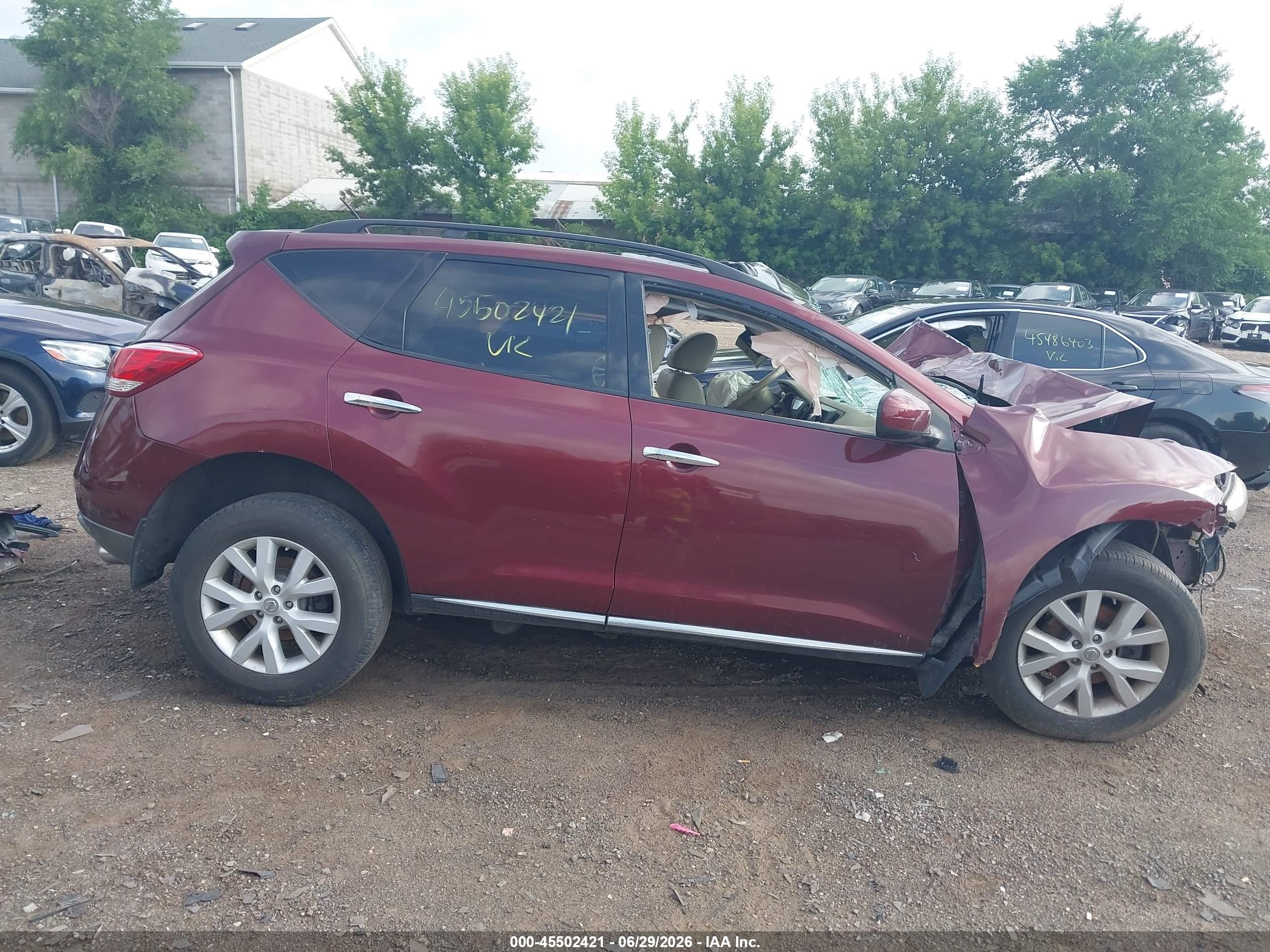 2012 Nissan Murano Sl Красный vin: JN8AZ1MU0CW106614
