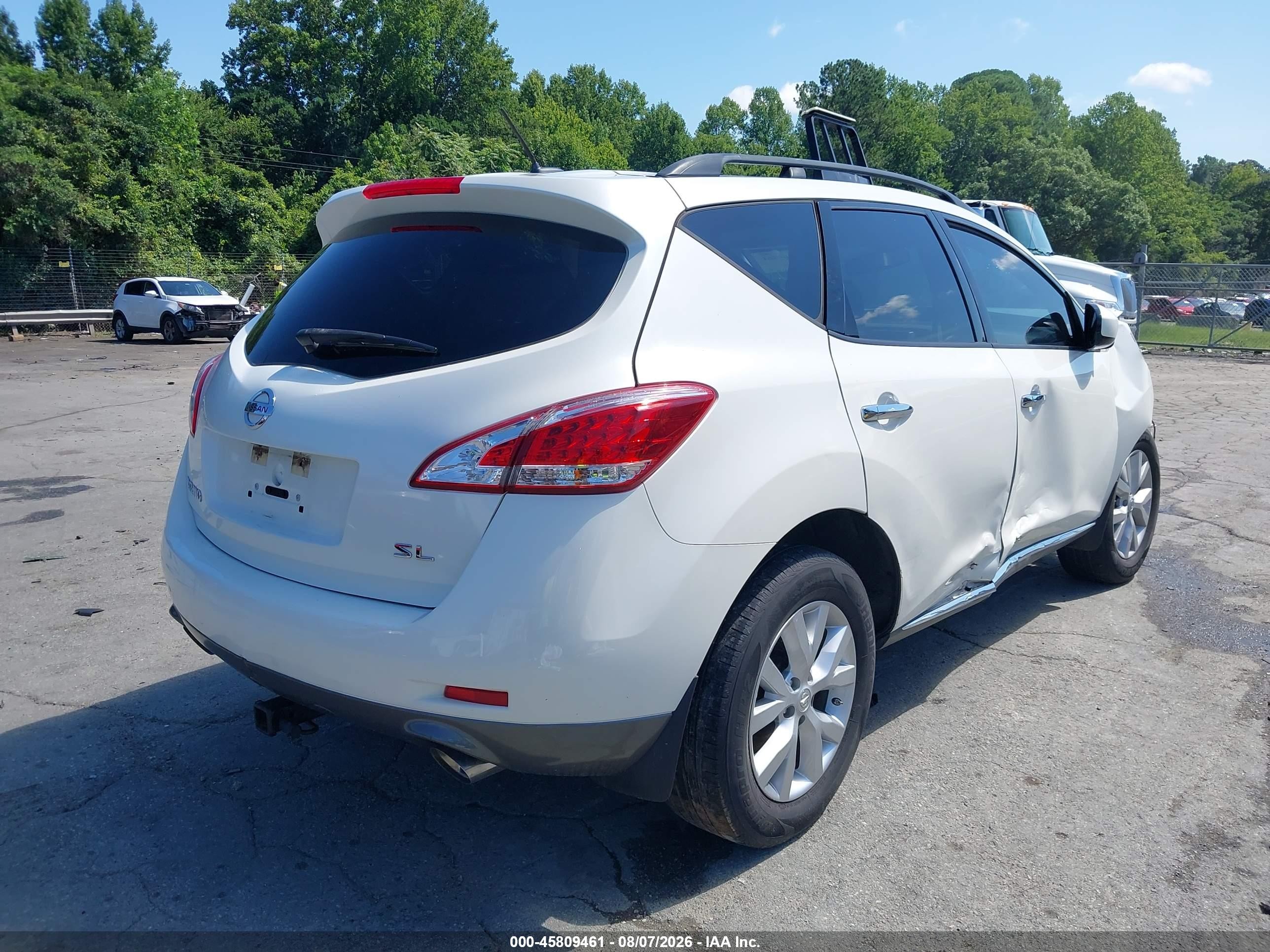 2014 Nissan Murano Sl White vin: JN8AZ1MU0EW411274