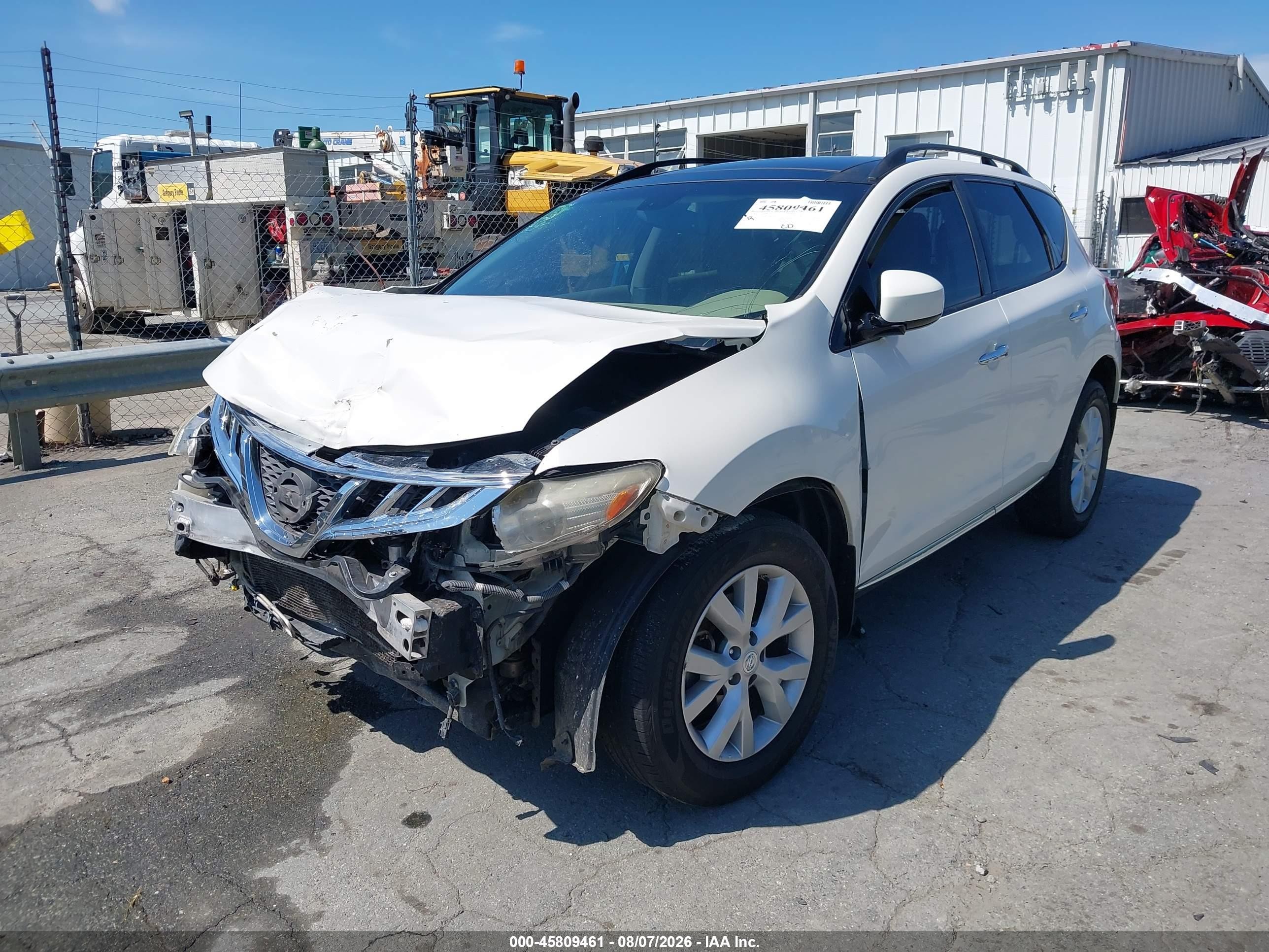2014 Nissan Murano Sl White vin: JN8AZ1MU0EW411274